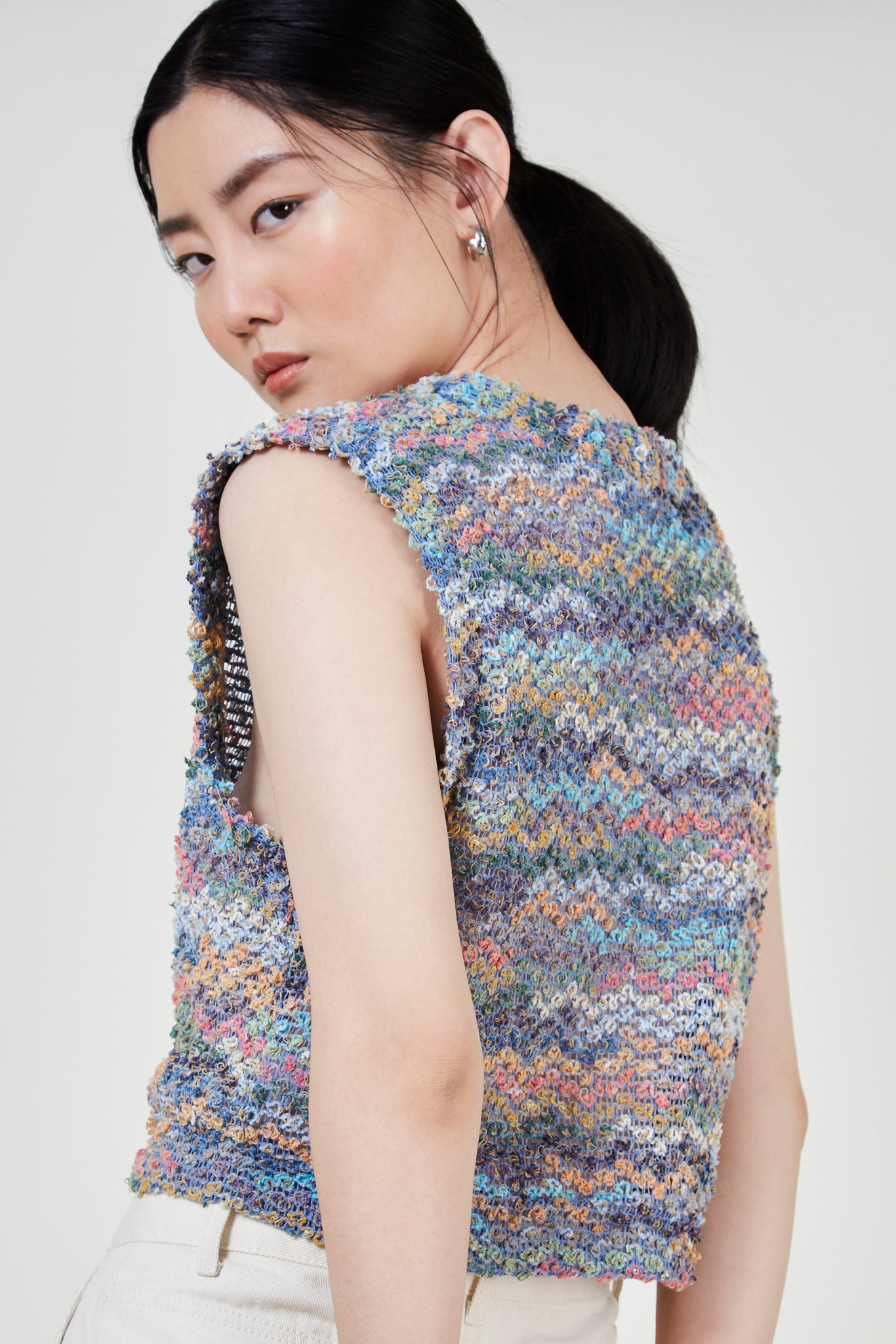 Blue rainbow knit tank_2