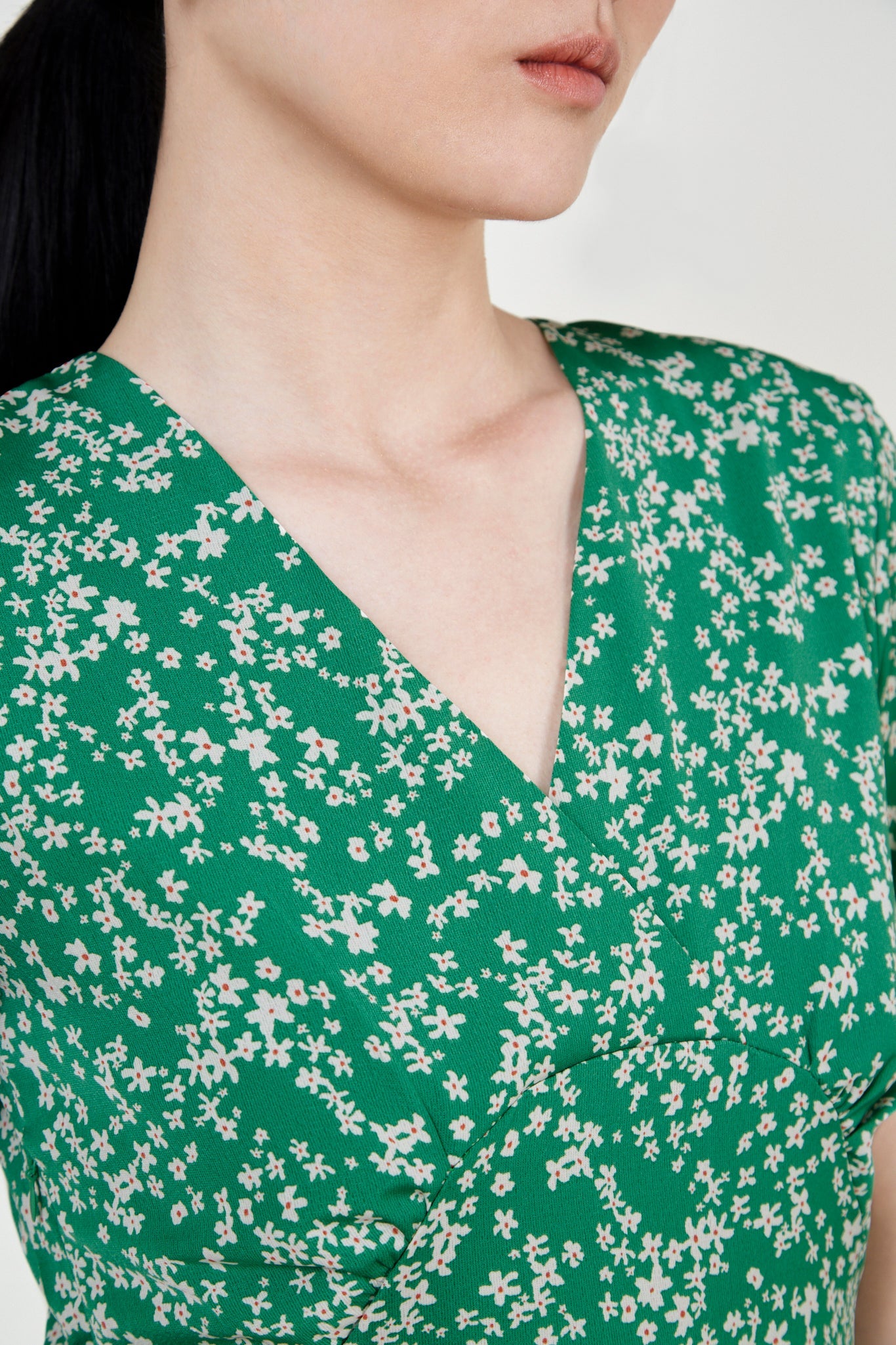 Green floral print midi dress_5