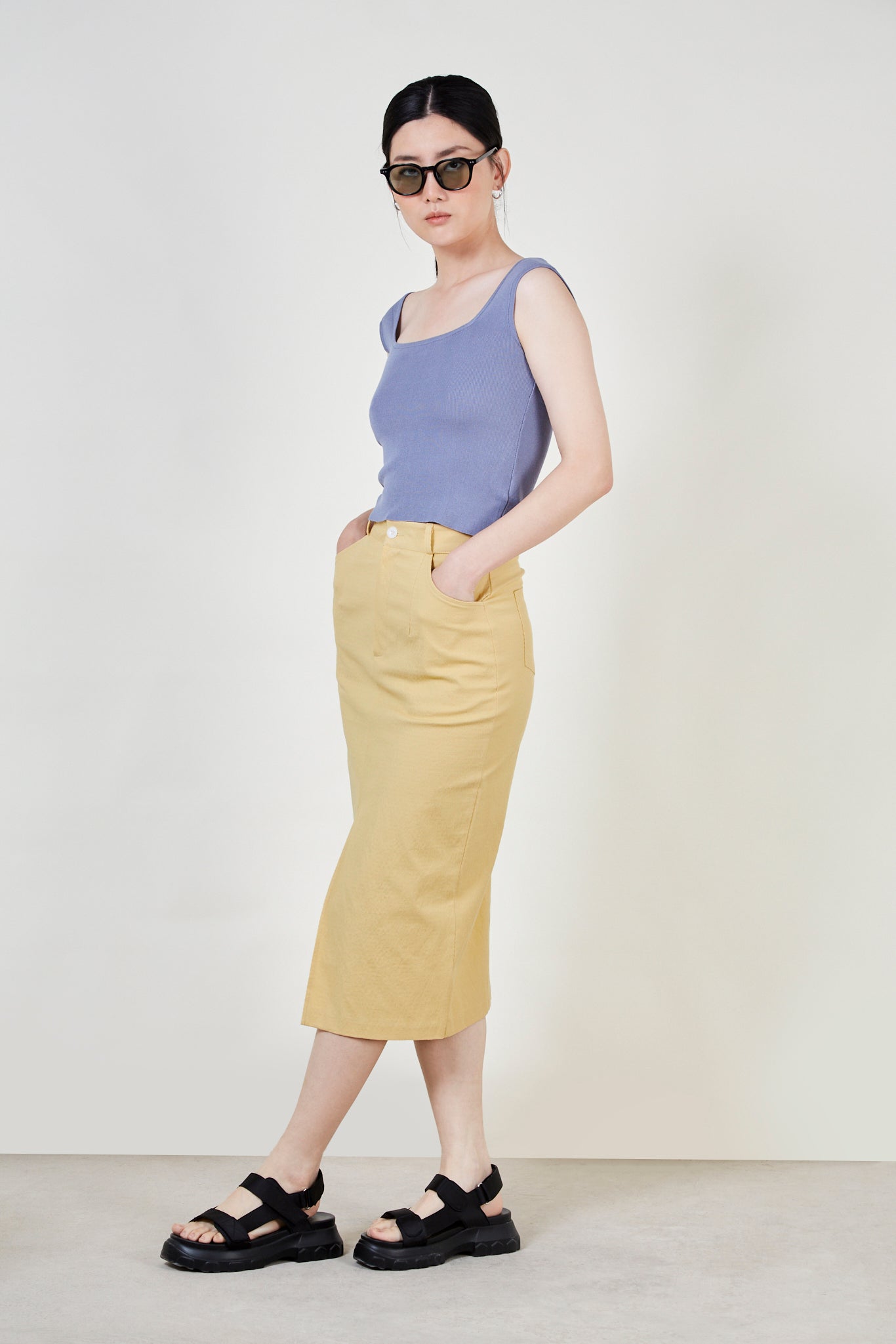 Light blue square neck knit tank_2