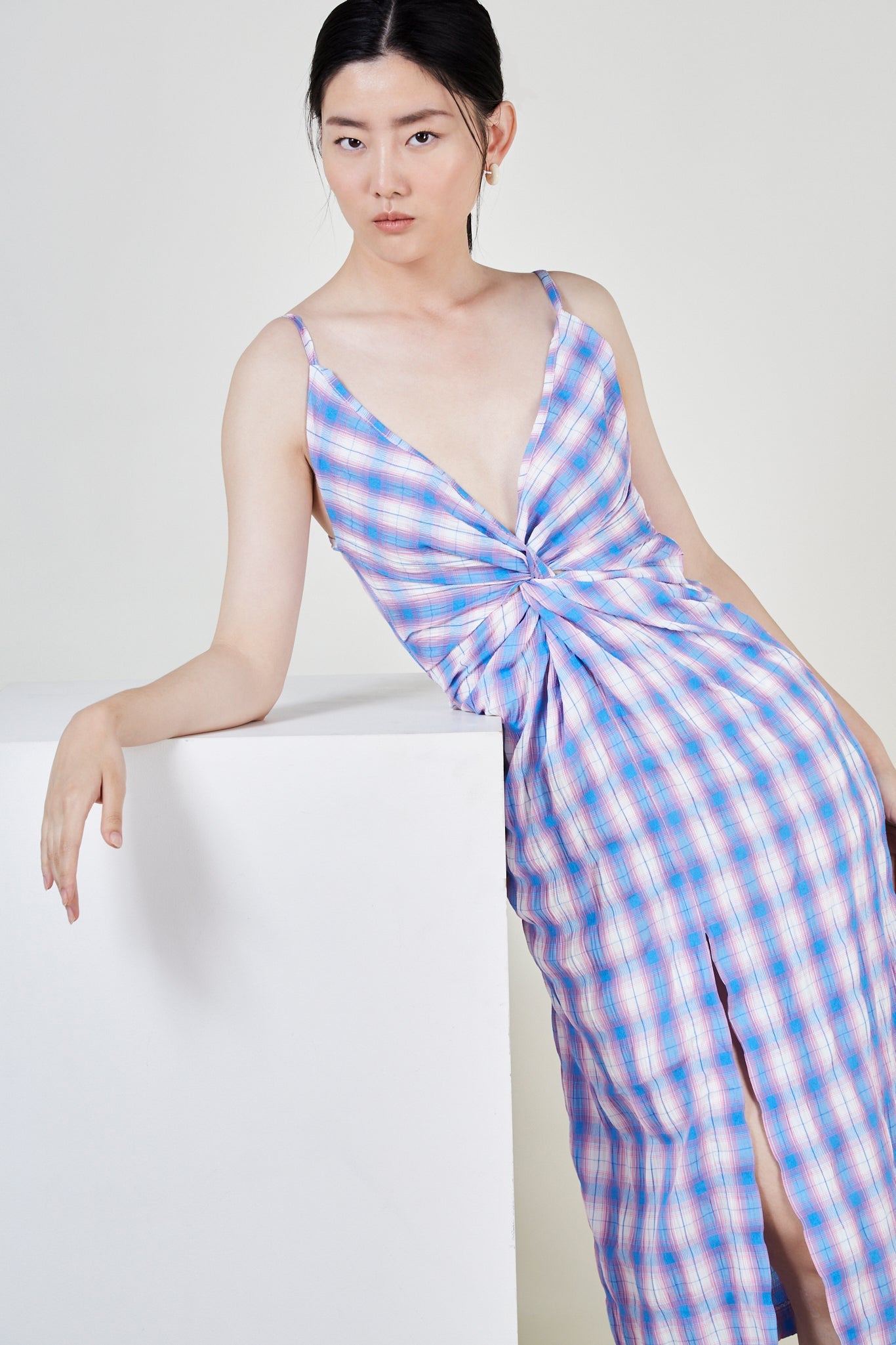 Pink and blue plaid dress_1