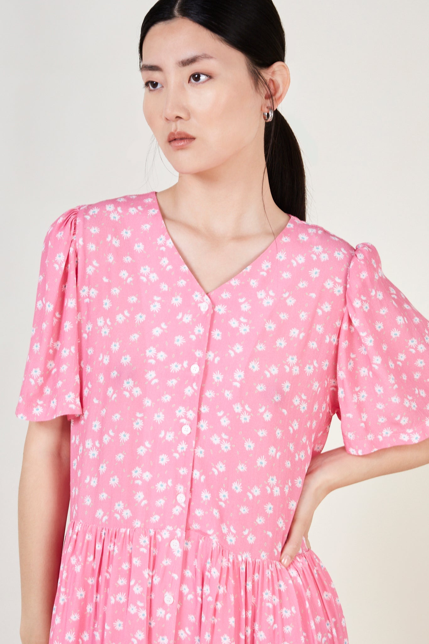 Bright pink floral print maxi dress_4