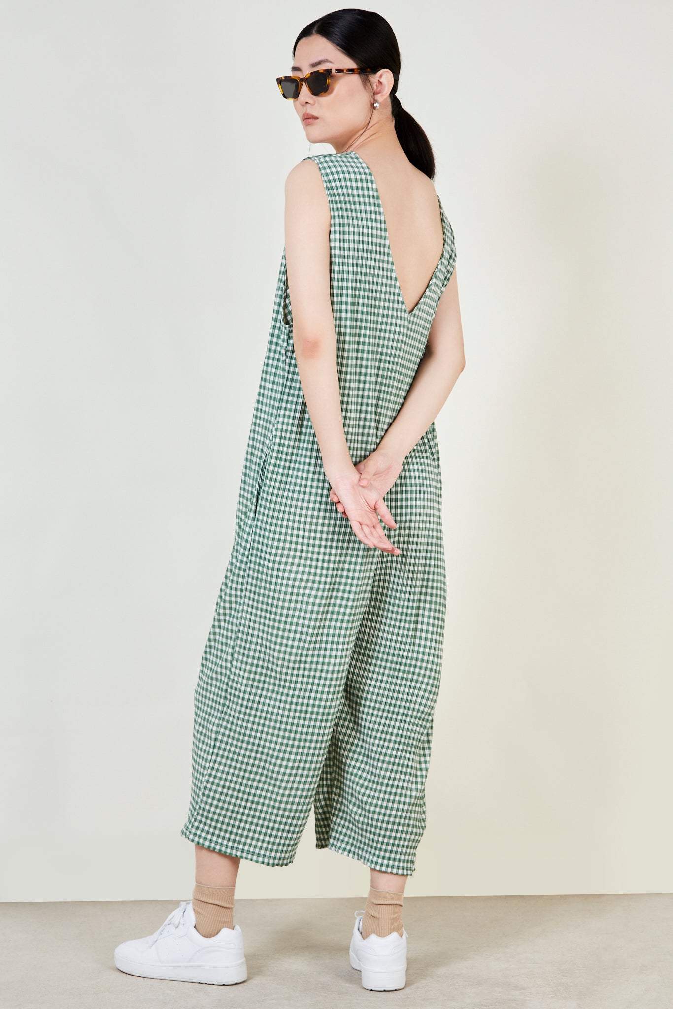 Green gingham jumpsuit_3