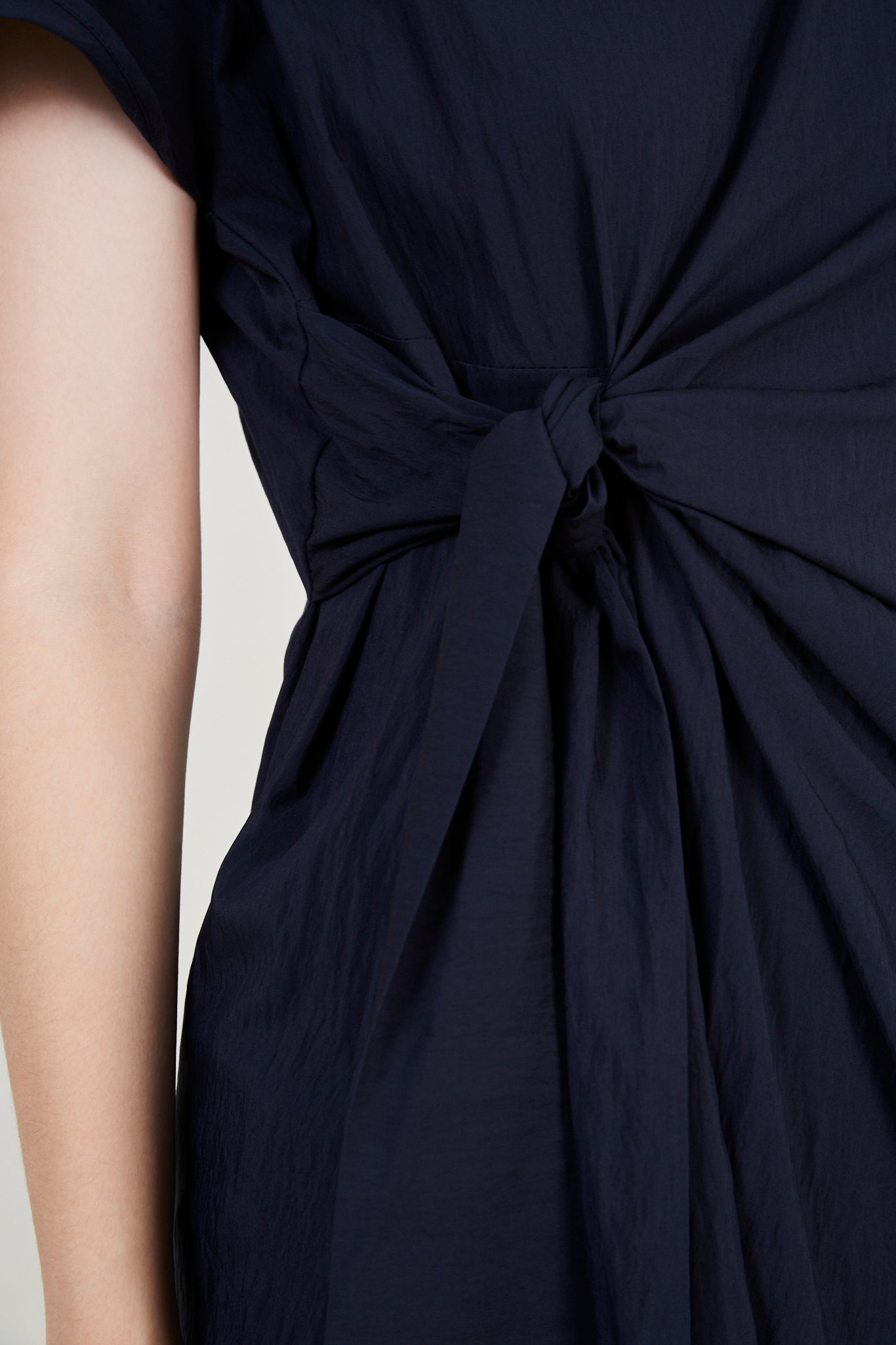 Navy draped side tie dress_5