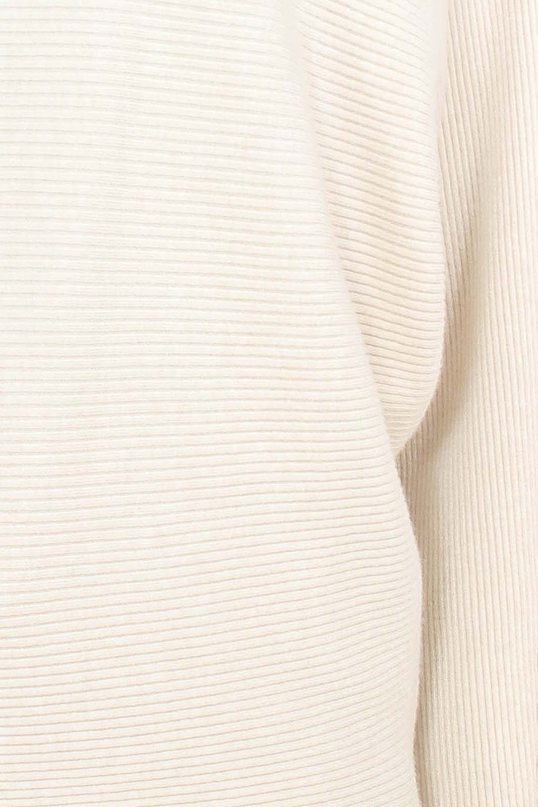 Beige long horizontal rib wide fit jumper_3