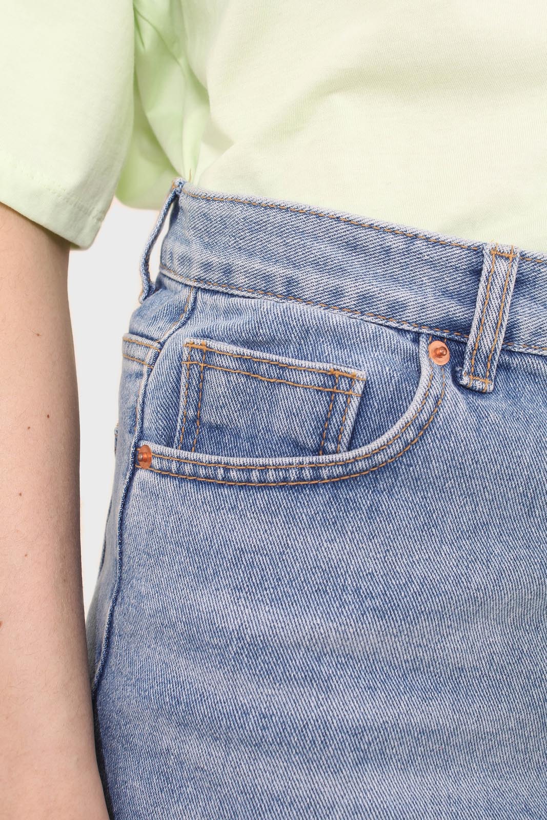 Light blue raw hem denim mini skirt - 3755_3