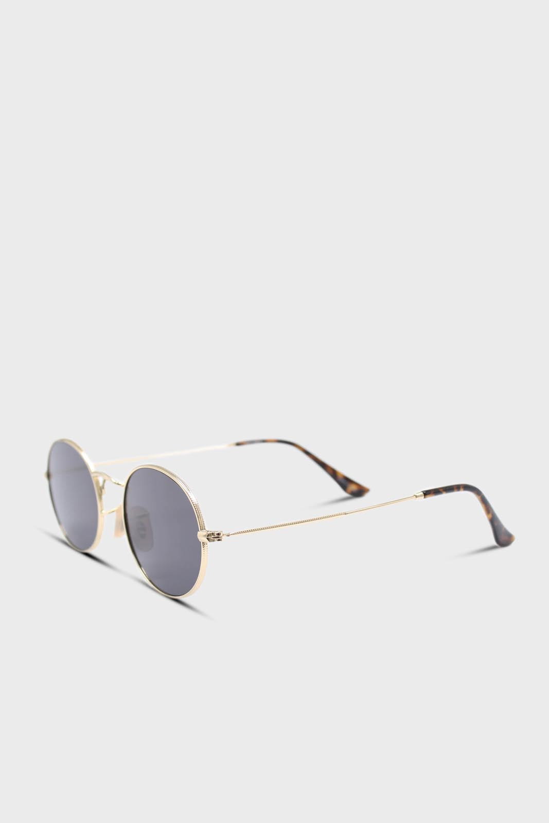 Black gold frame small oval lens sunglasses_5