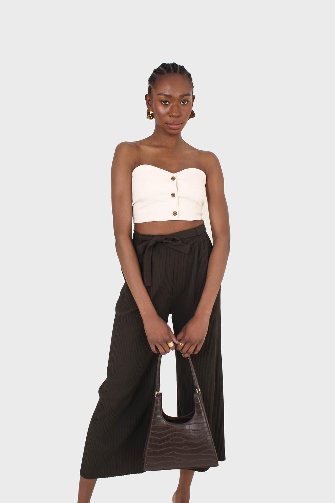 Ivory button front strapless bustier_2