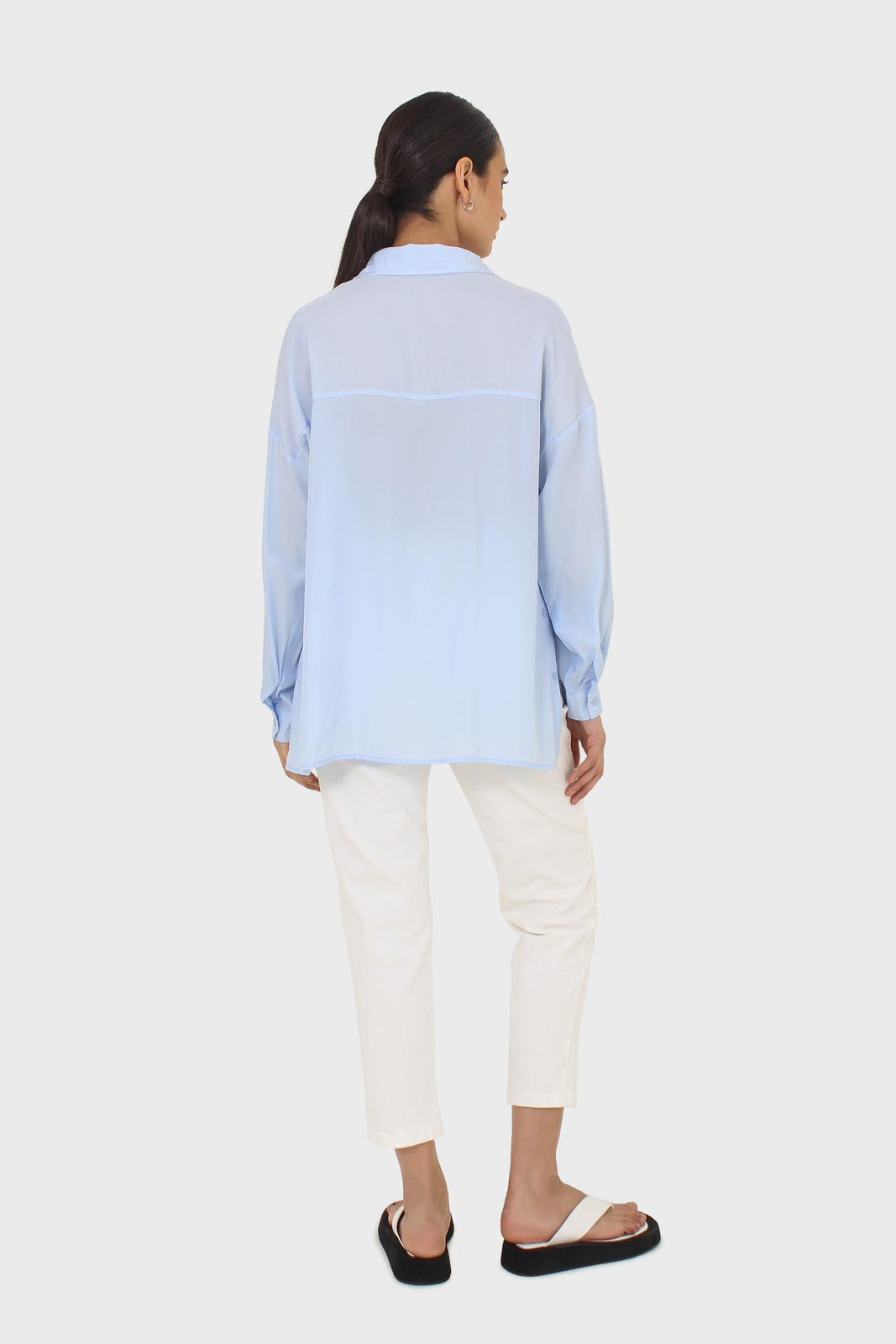 White dart front loose fit drawstring trousers_7
