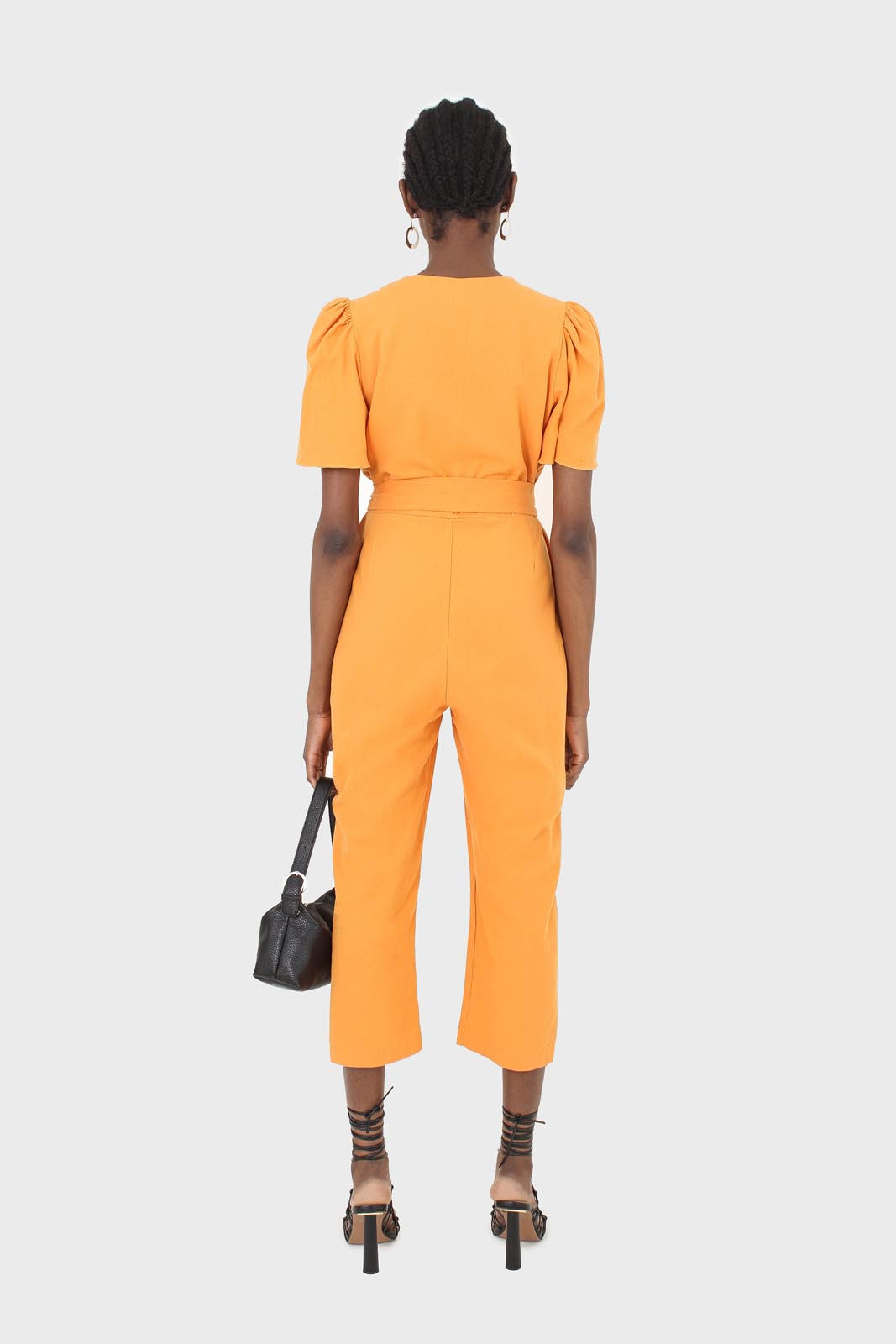 Orange belted short sleeved jumpsuit_2
