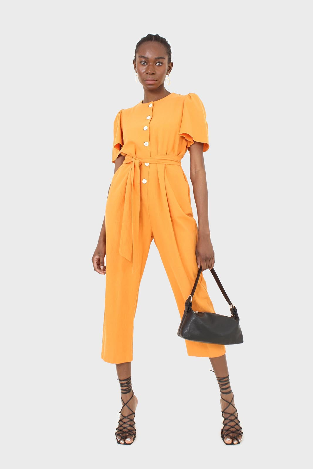 Orange belted short sleeved jumpsuit_1
