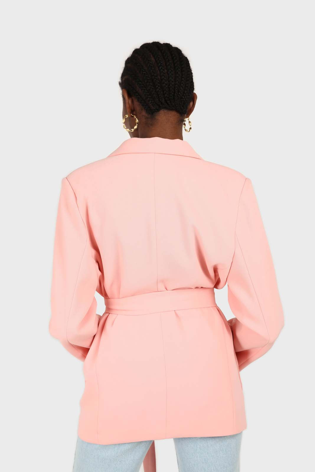 Baby pink belted oversized jacket_4