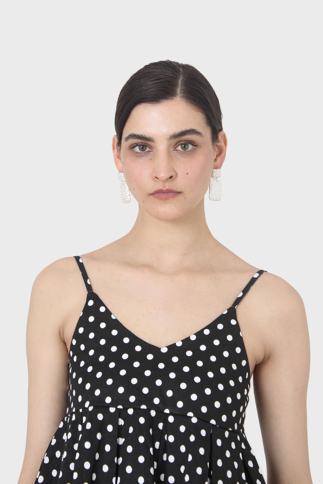 Black and white polka dot spaghetti strap tank_9