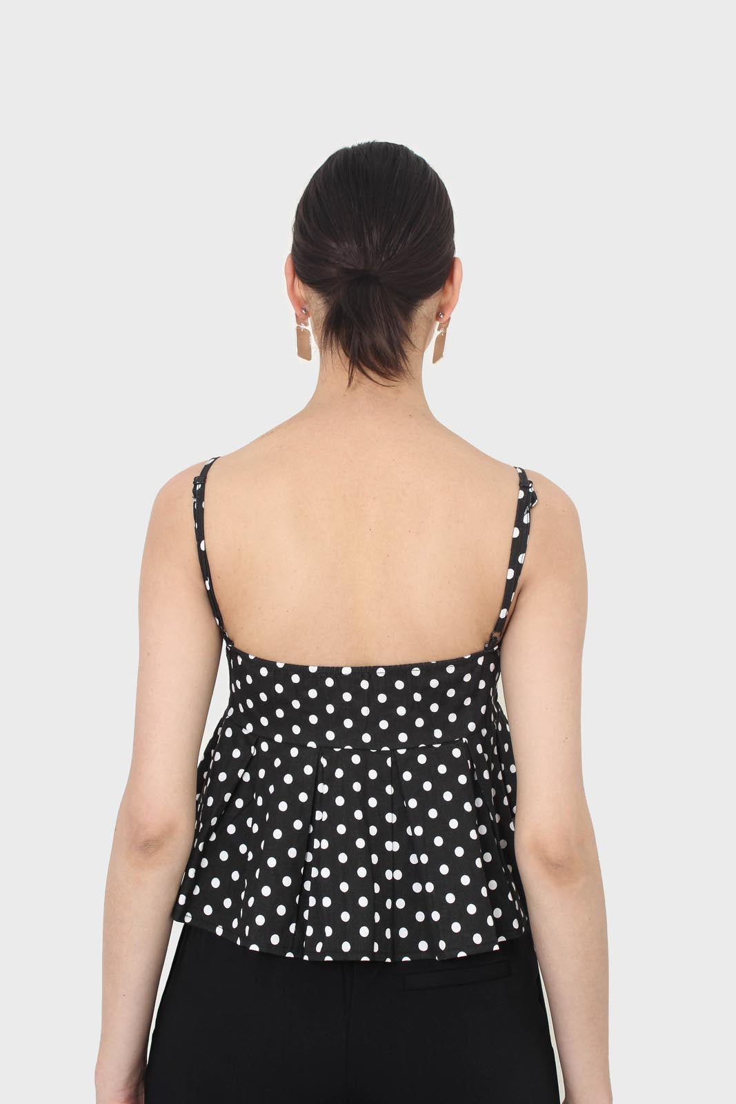 Black and white polka dot spaghetti strap tank_2