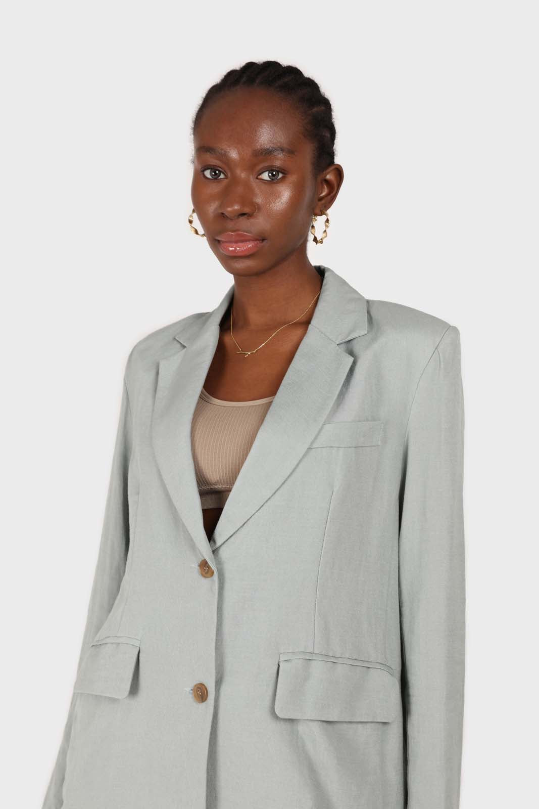 Mint soft oversized linen blazer_1