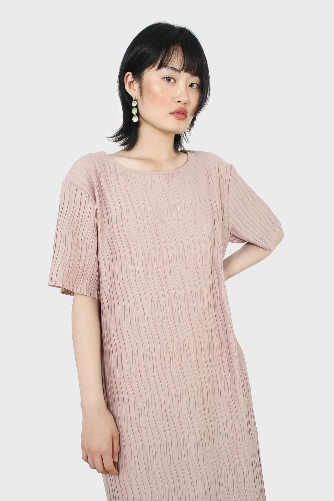 Dusty pink wrinkle tunic maxi dress_3
