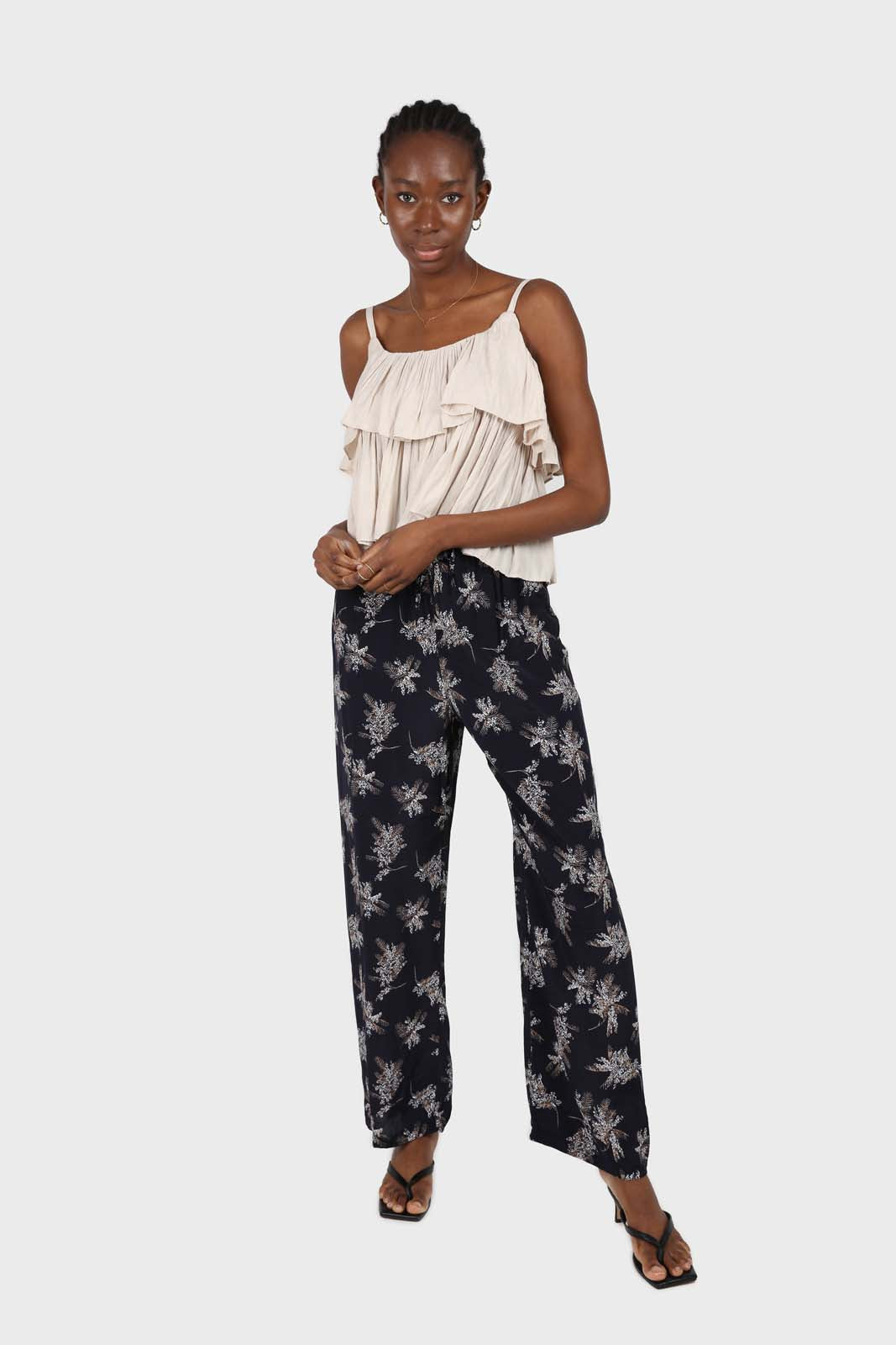 Oatmeal micro pleat tiered linen tank_3