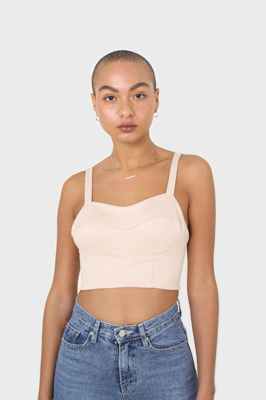 Beige thick strap corset bustier_3