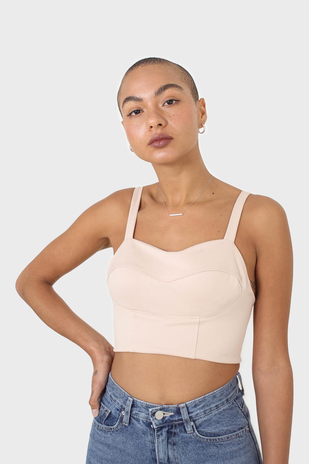 Beige thick strap corset bustier_4