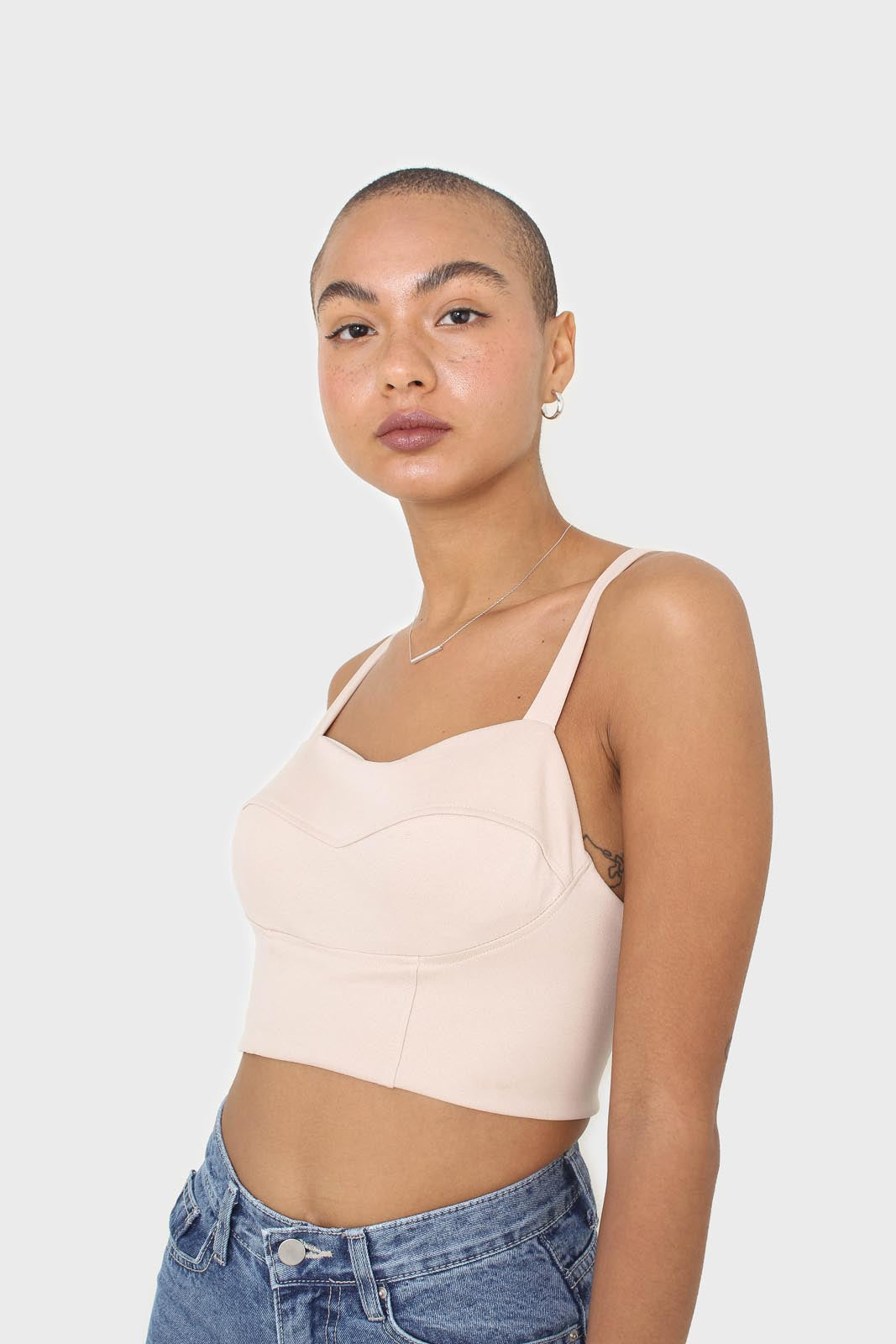 Beige thick strap corset bustier_5