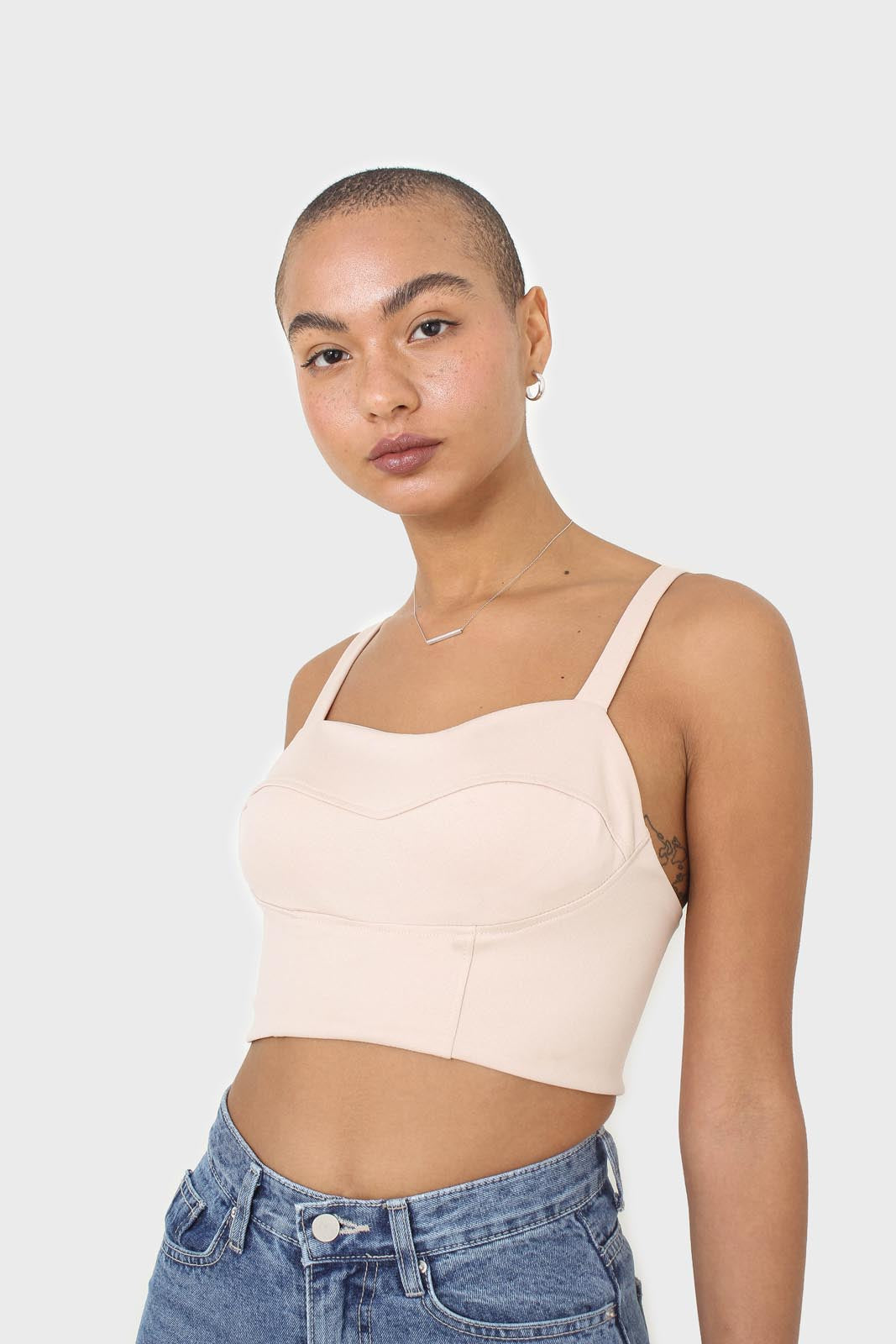 Beige thick strap corset bustier_6