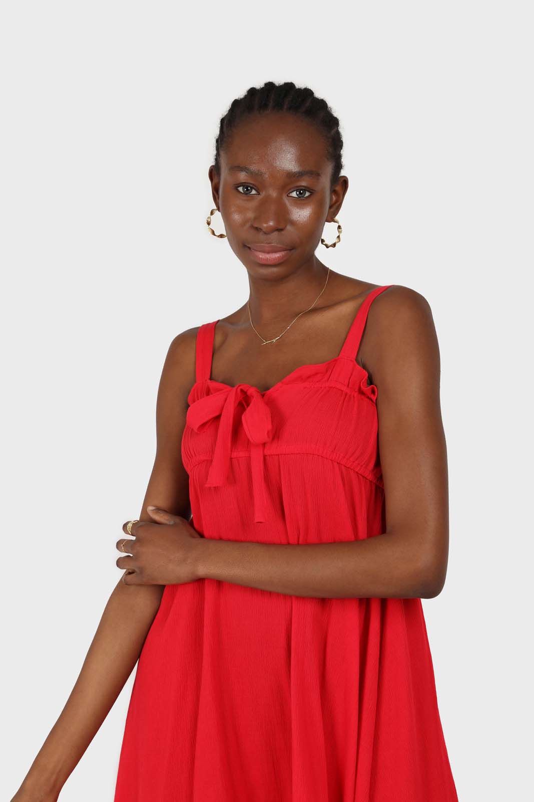 Red tie front ruffle maxi dress_3