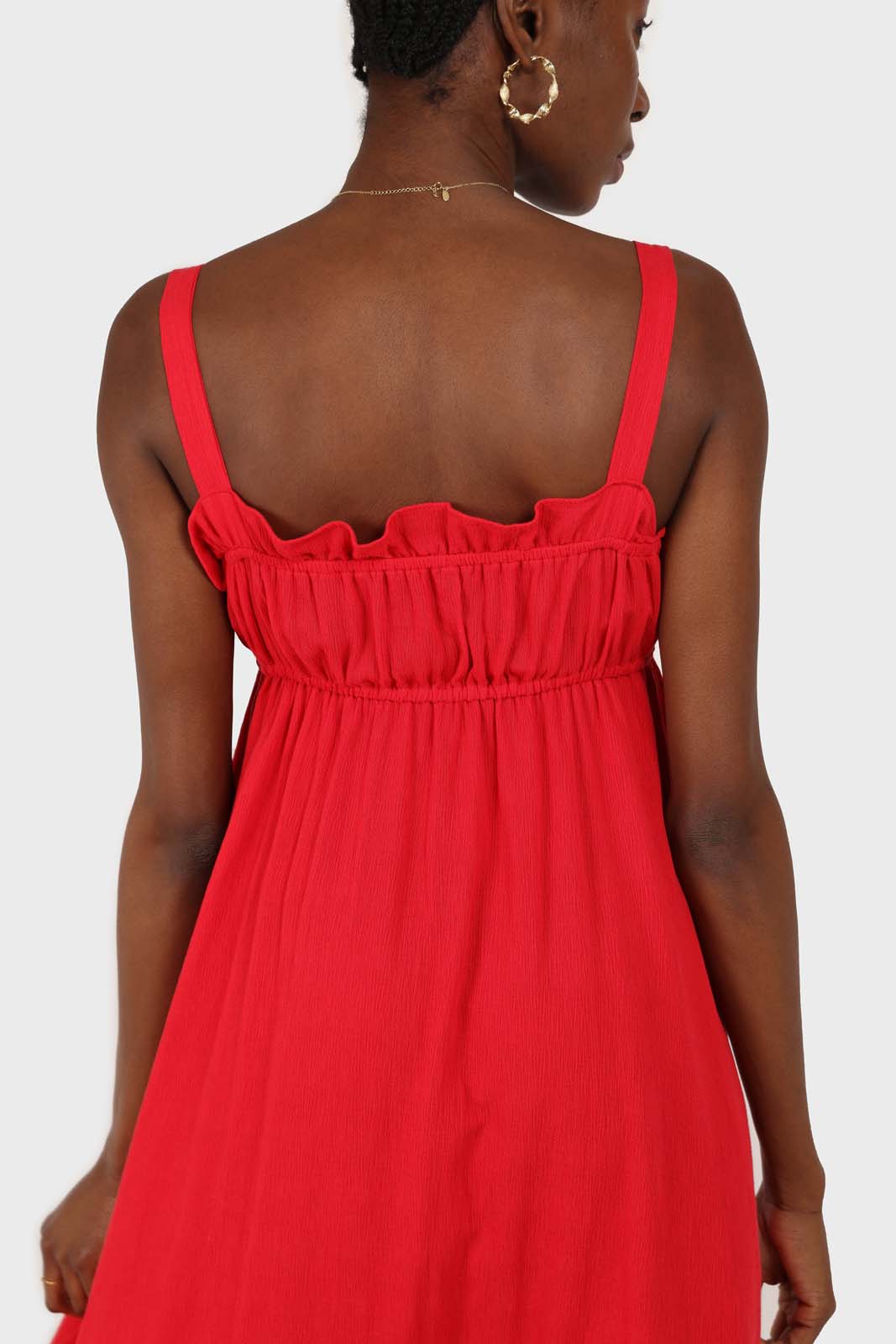 Red tie front ruffle maxi dress_5