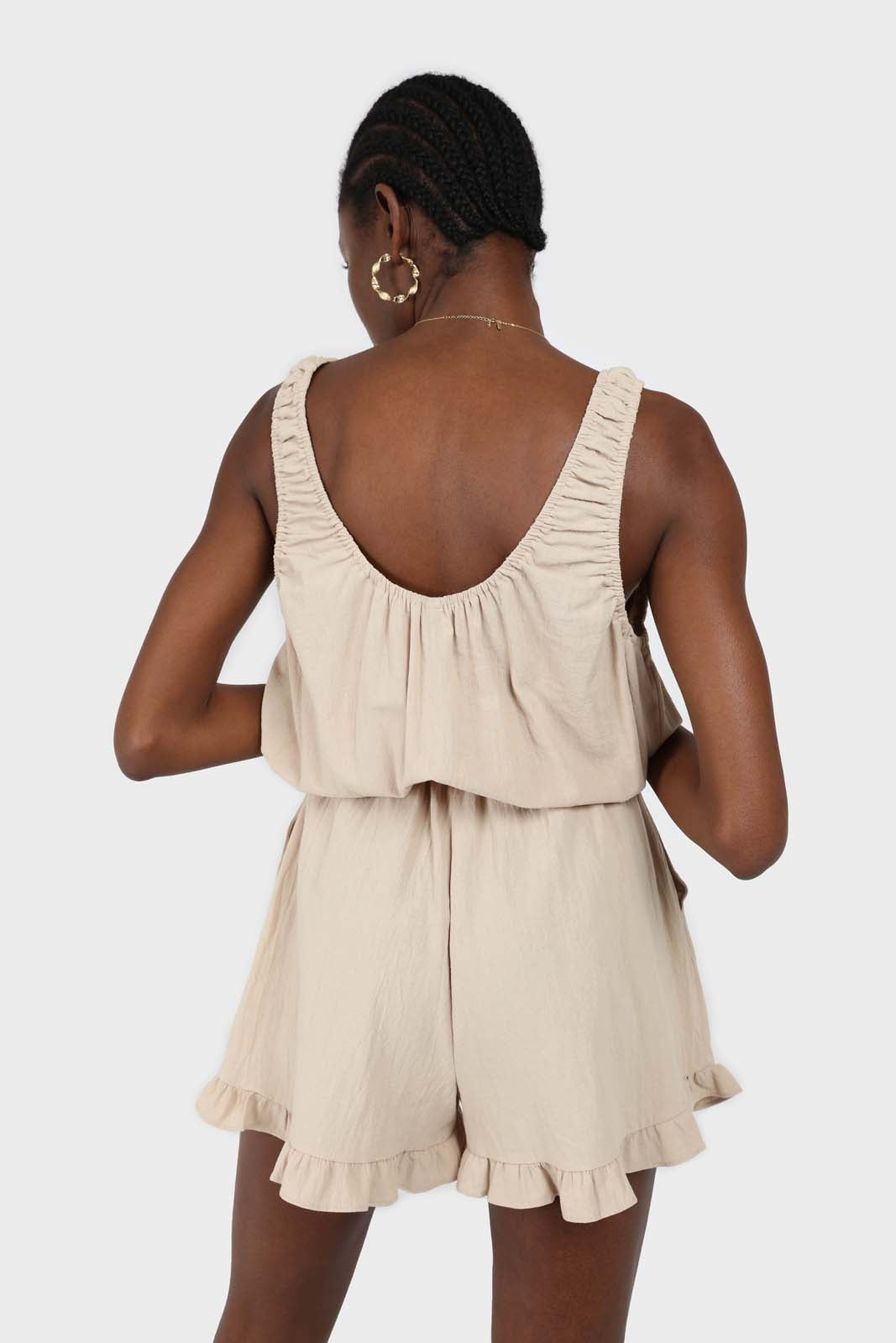 Beige ruffle hem sleeveless romper_2
