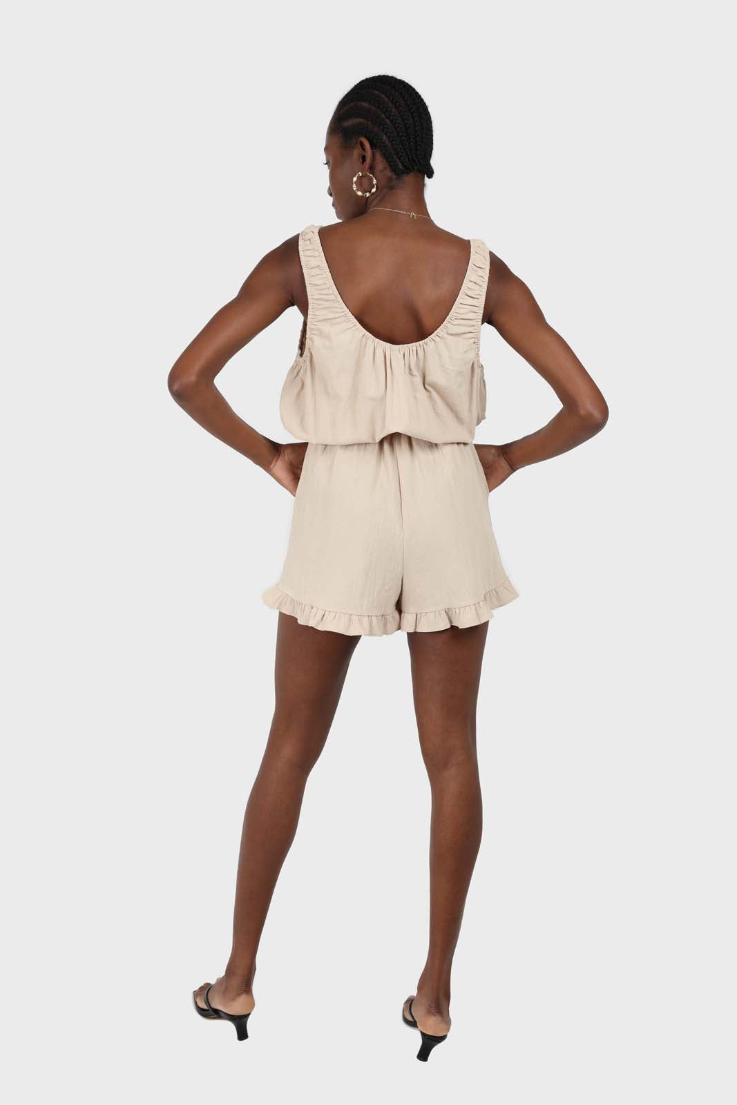 Beige ruffle hem sleeveless romper_4