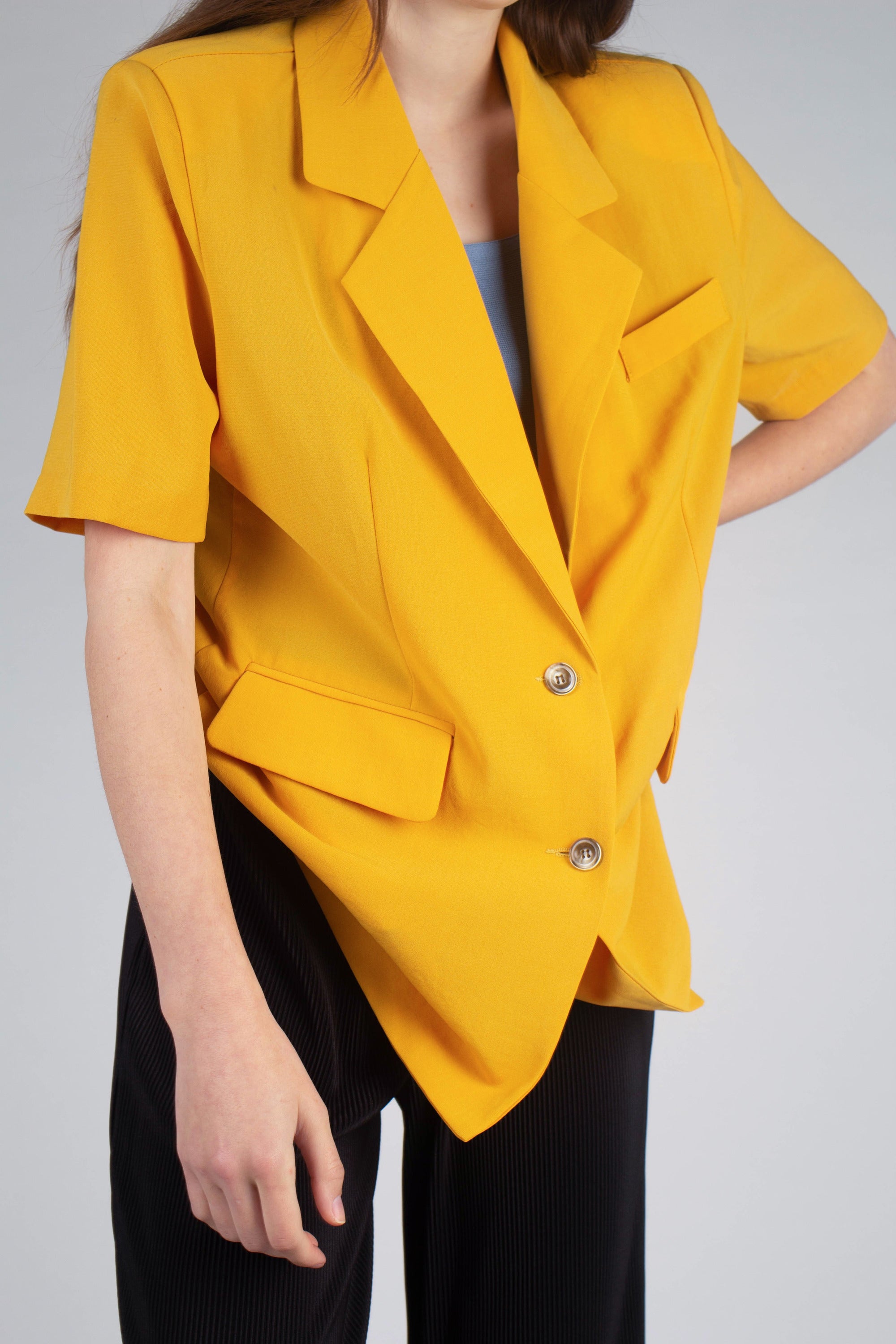 Bright yellow flap pocket oversized jacket_6