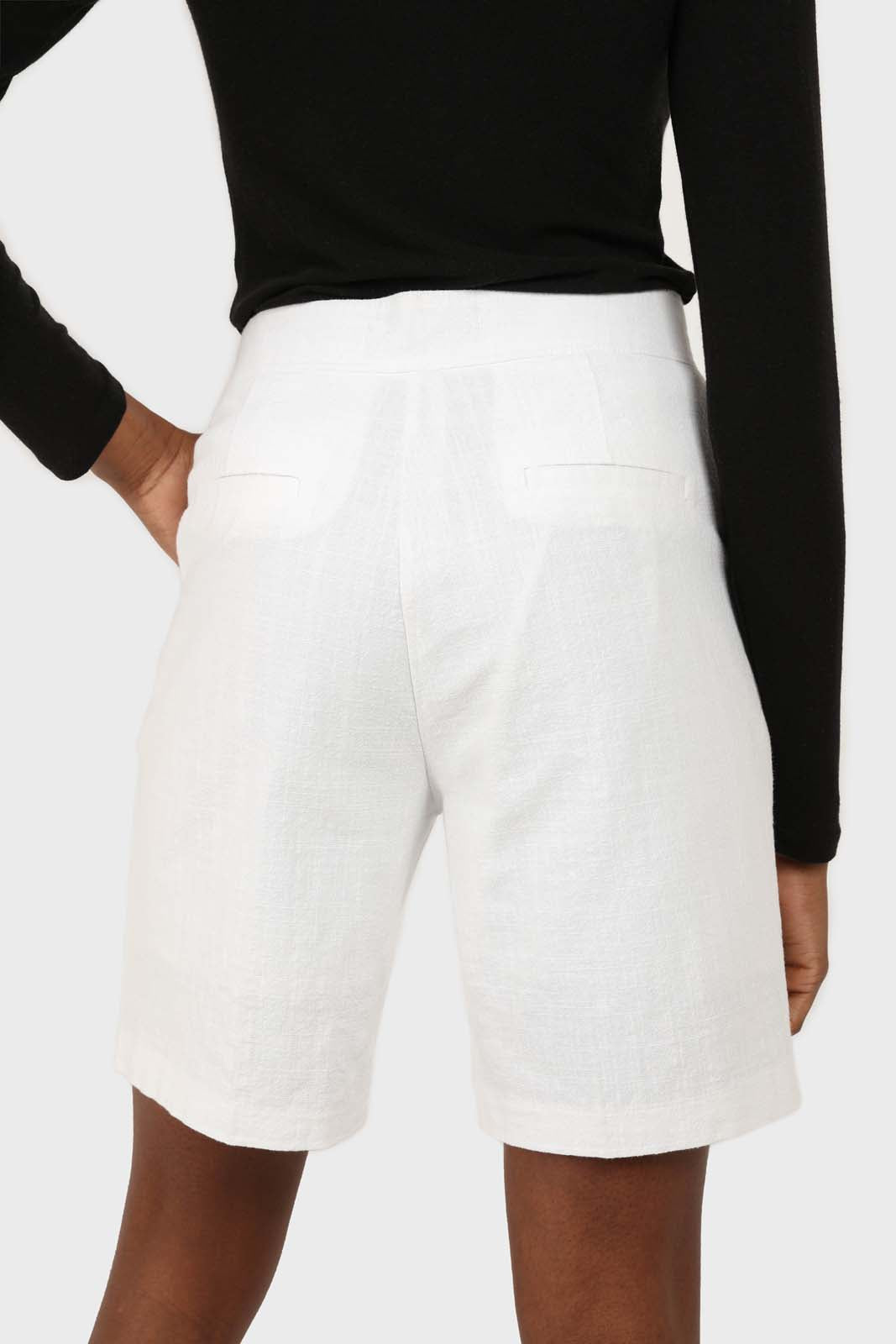 Ivory linen tailored long shorts_2