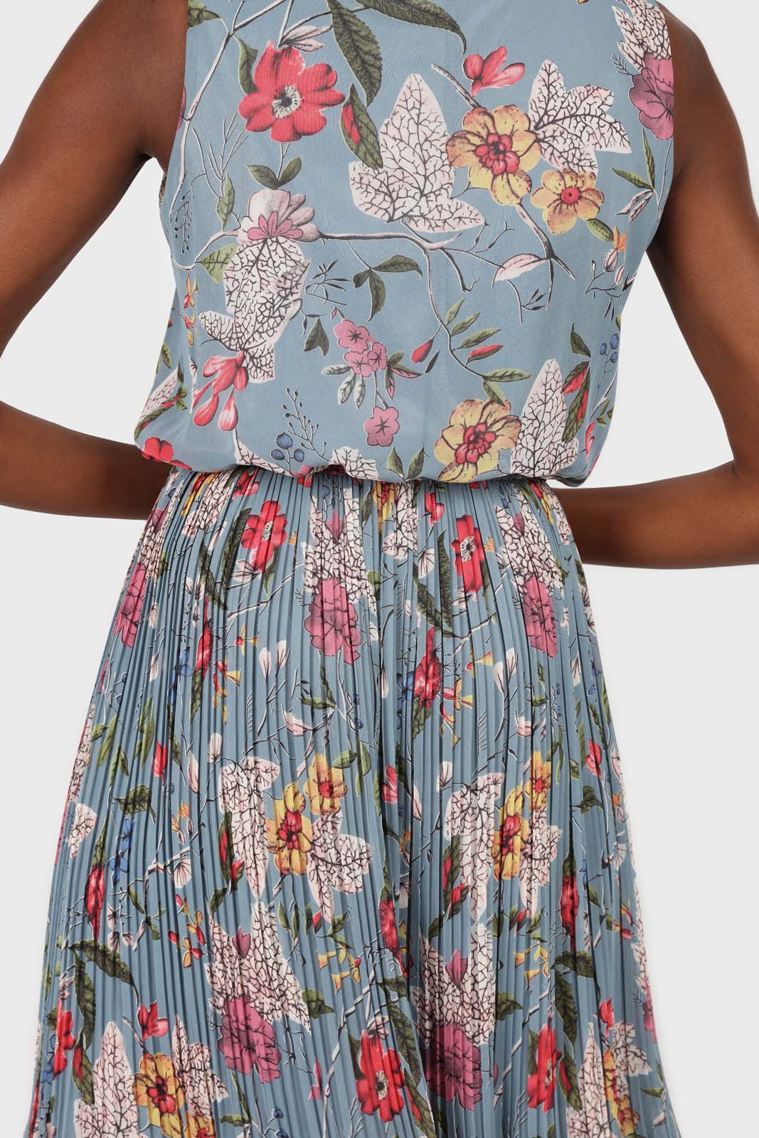 Dusty blue bright floral silky micro pleat maxi dress_4