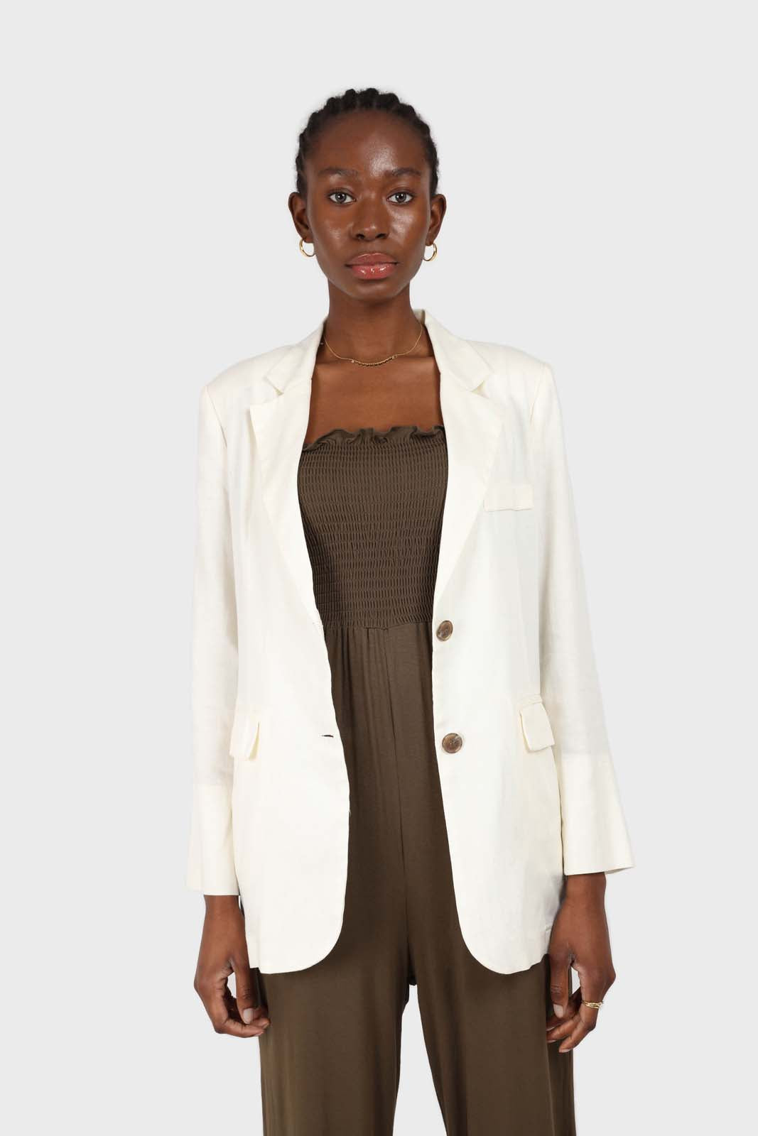 Khaki ruched bodice tie strap jumpsuit_6