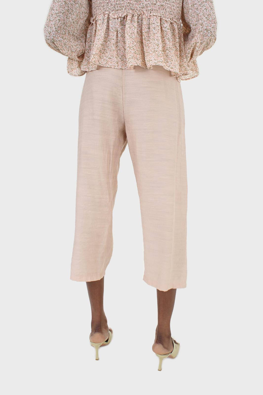 Beige loose fit silky trousers_2