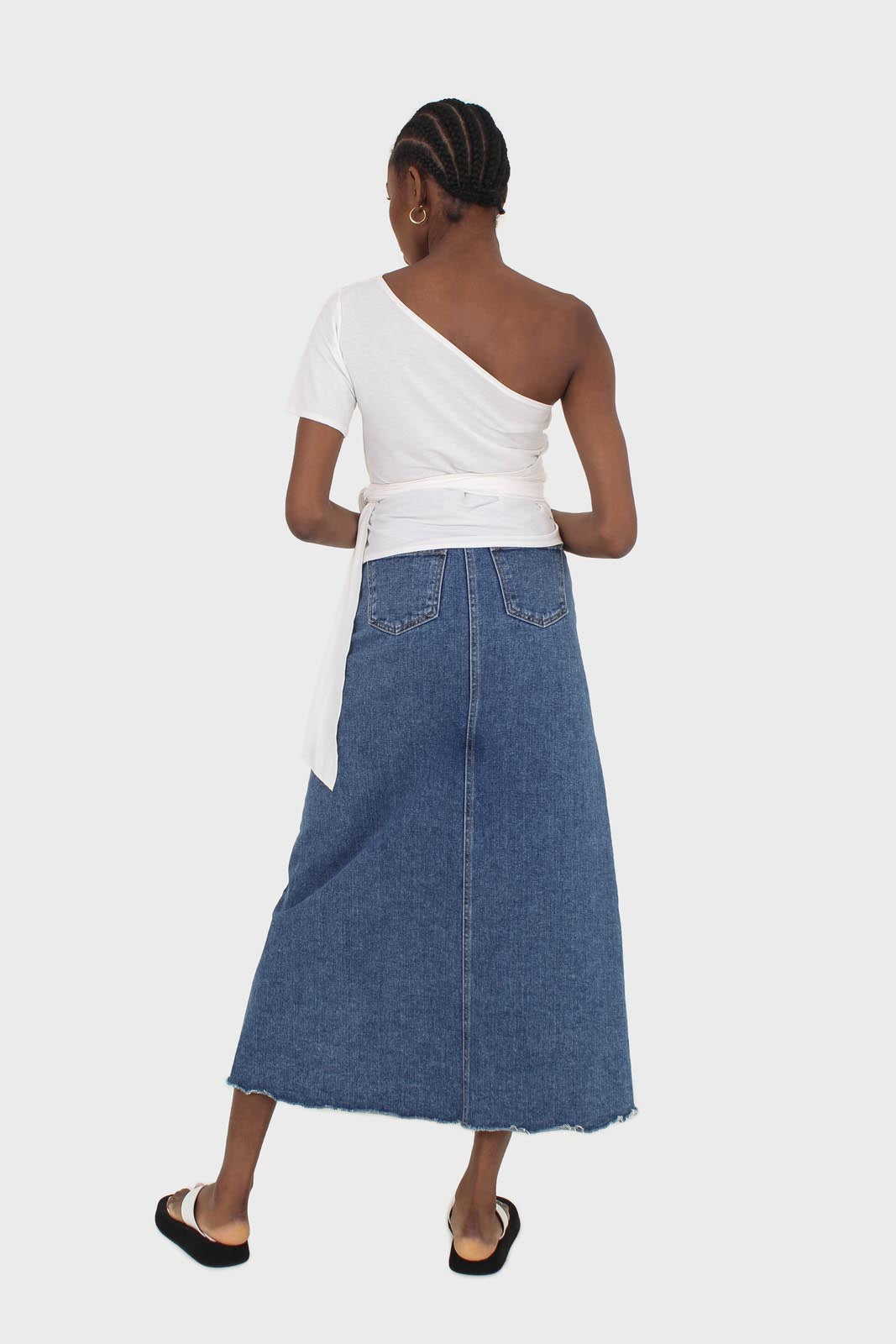 Ivory one shoulder tie waist blouse_4