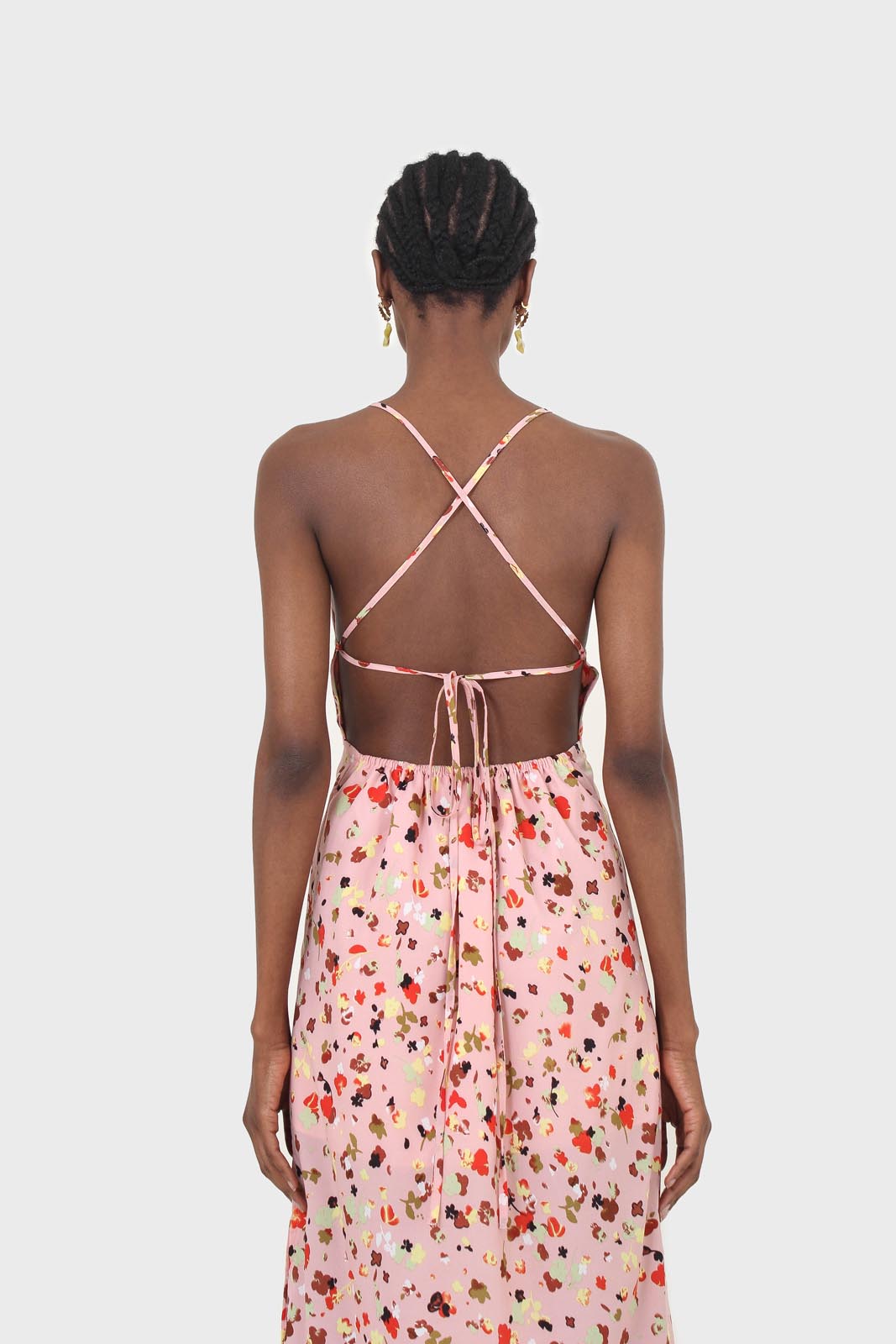 Pink and multi floral printed strappy maxi dress_6
