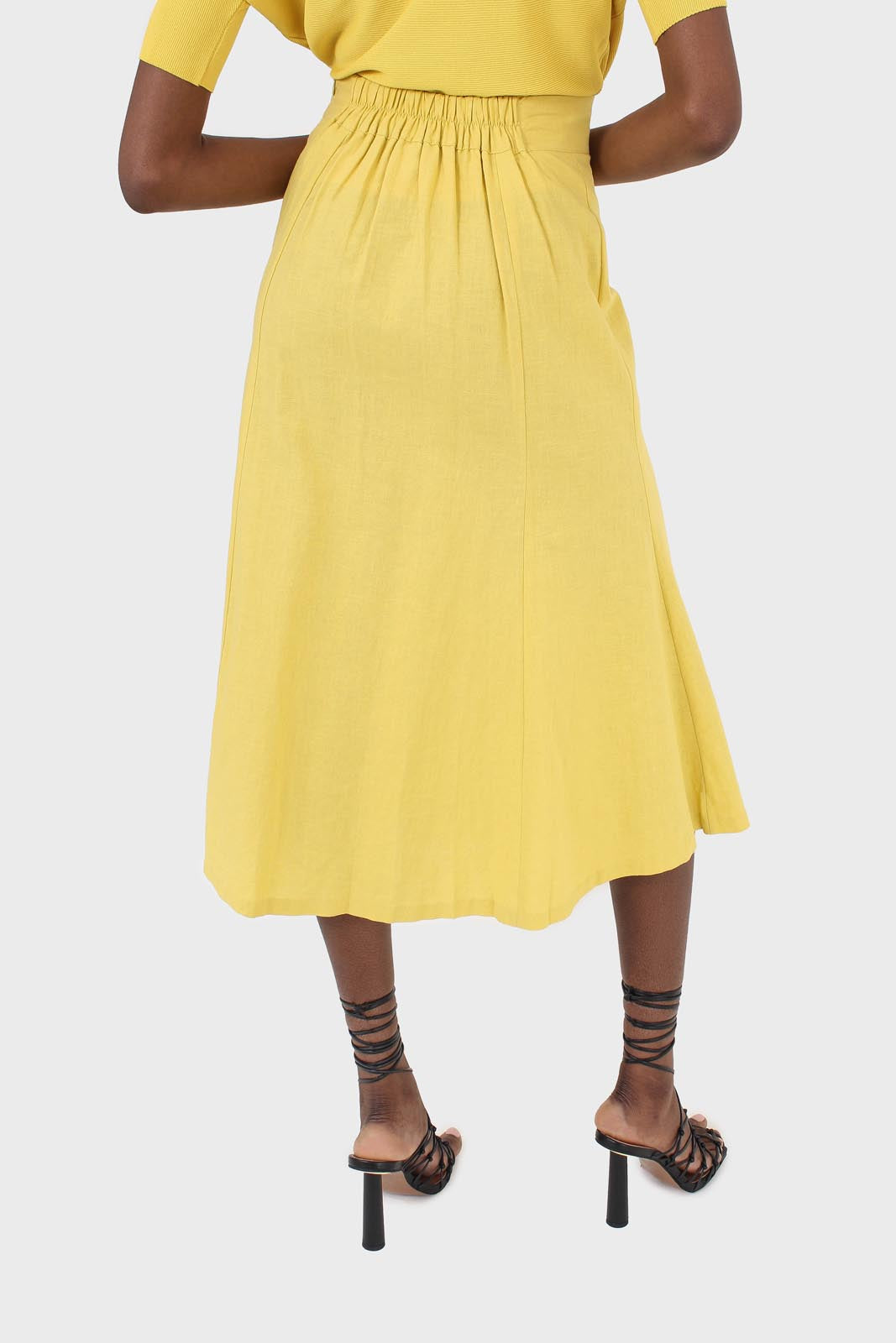 Bright yellow soft midi skirt_3