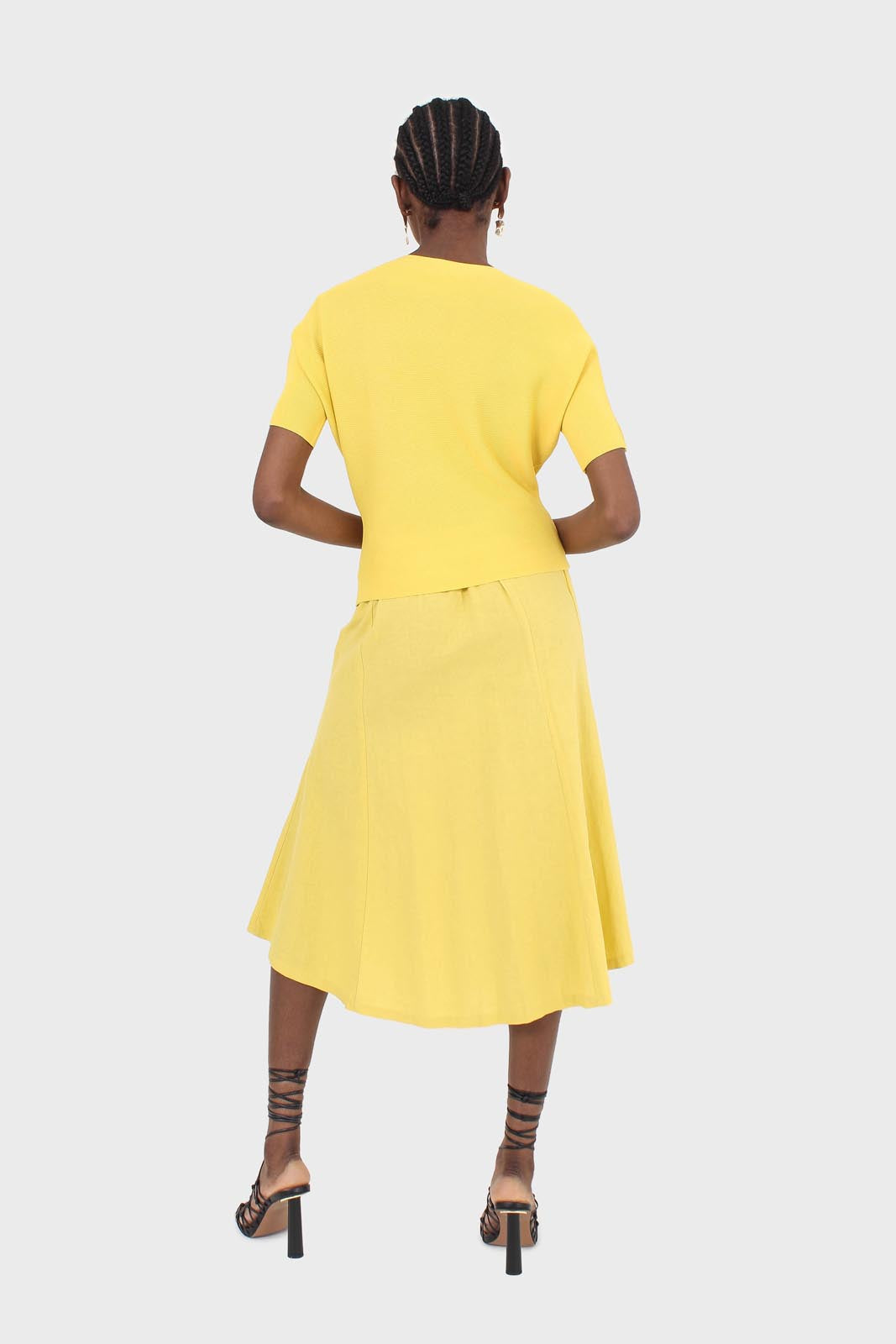 Bright yellow soft midi skirt_5