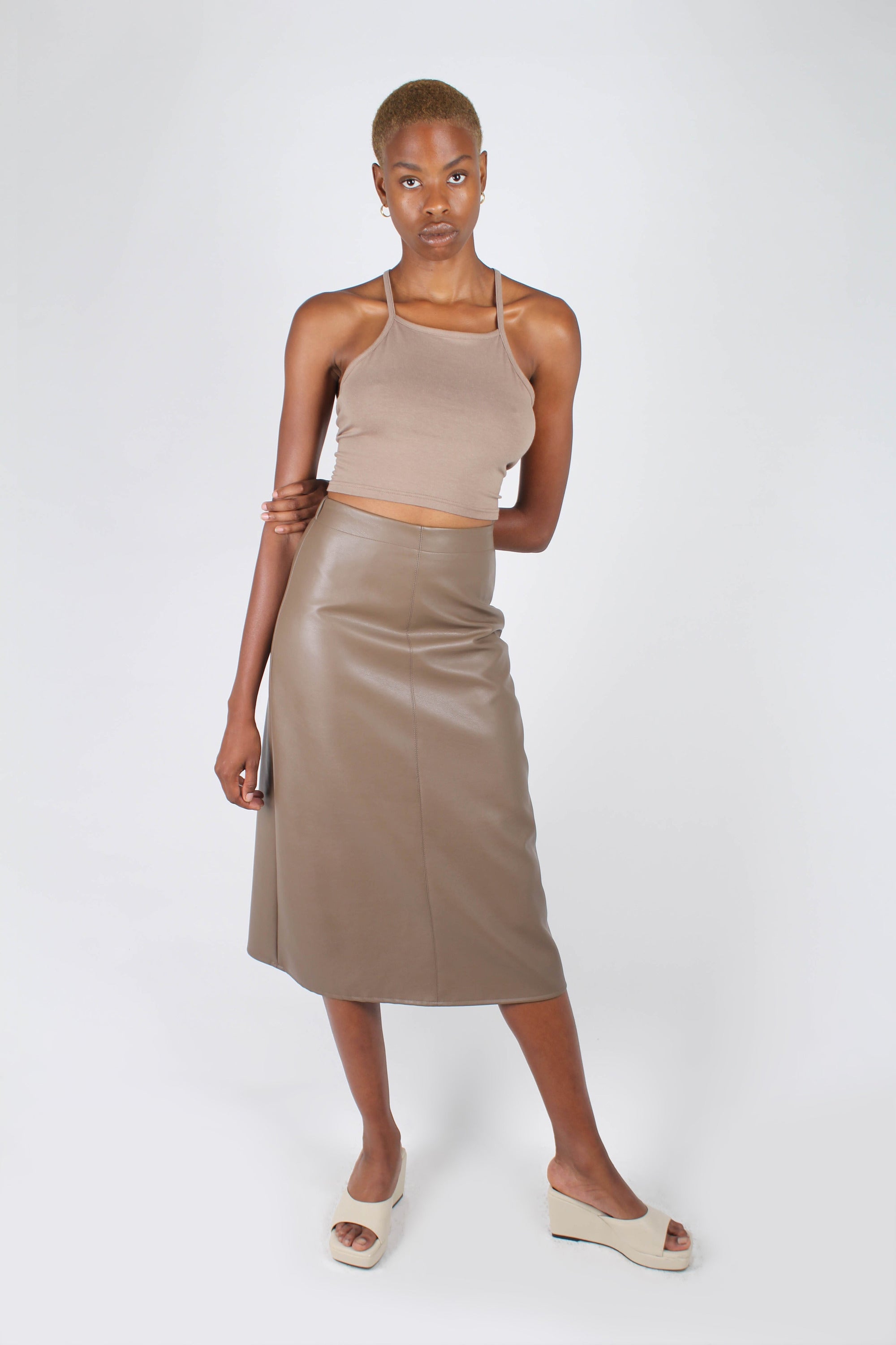 Pale brown open tie back cropped tank_3