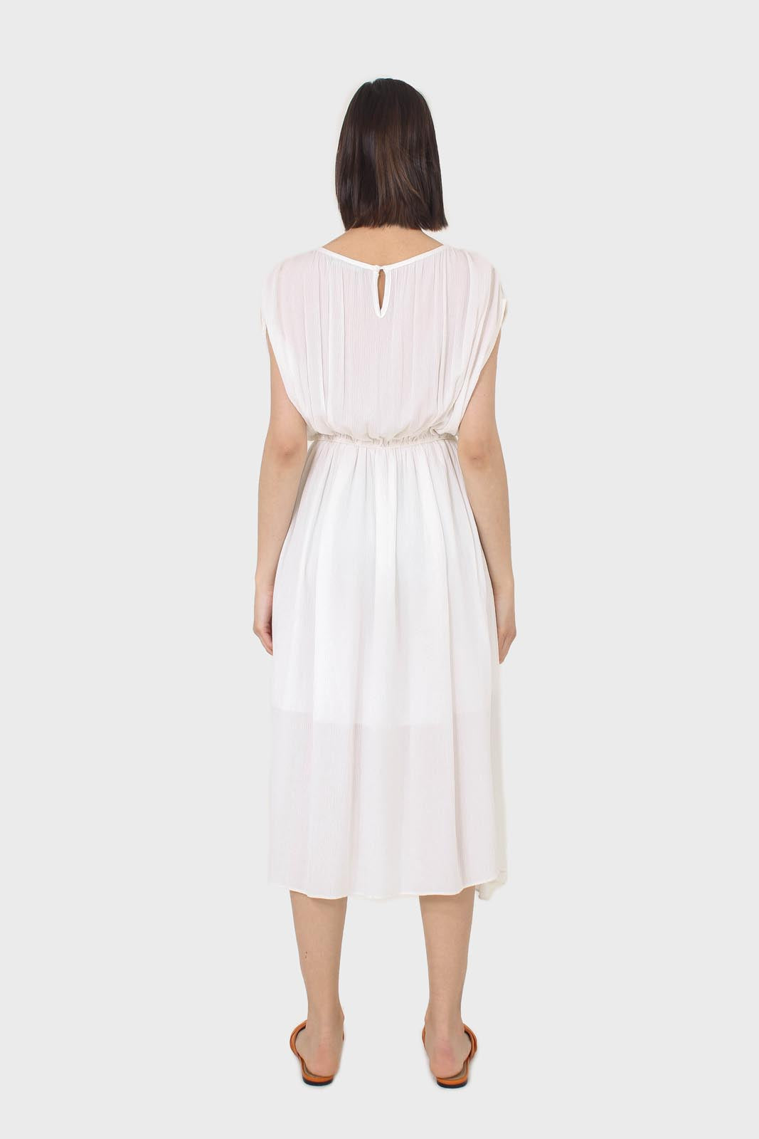 Ivory shirring sleeveless maxi dress_2