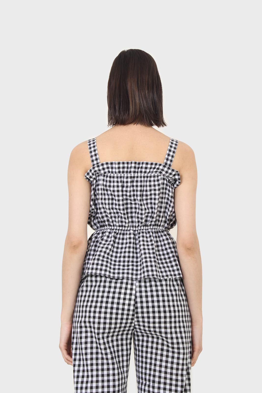 Black and white gingham thick strap tank_2