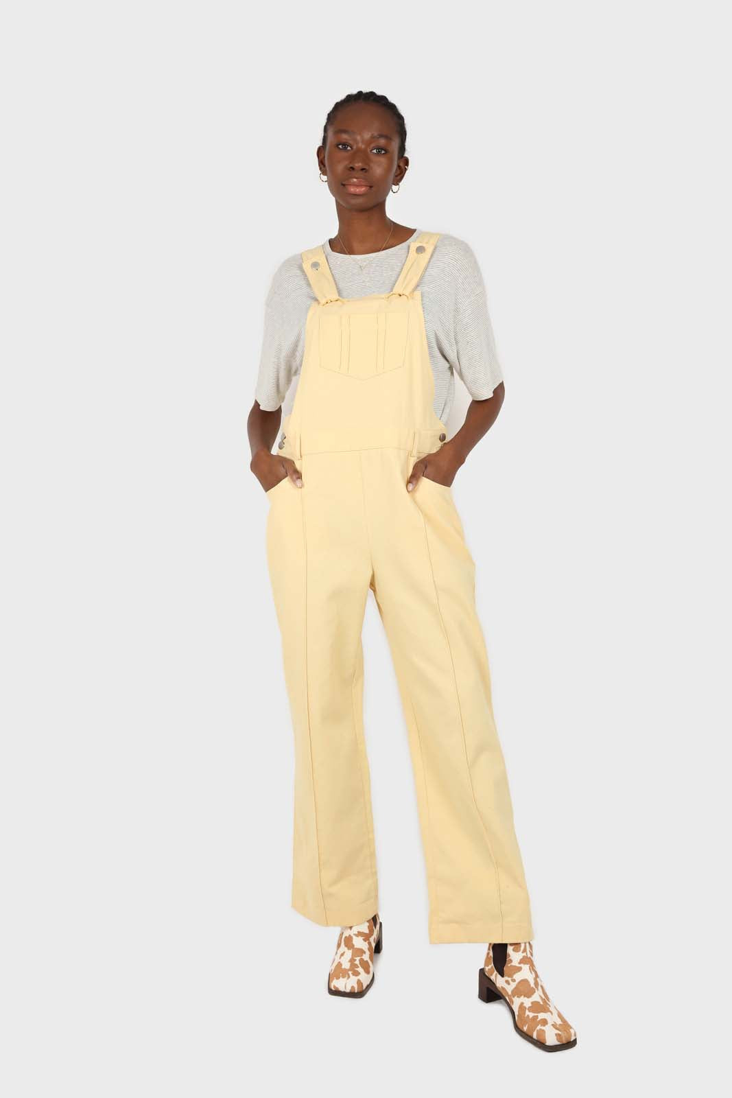 Pale yellow front patch pocket jumpsuit_1