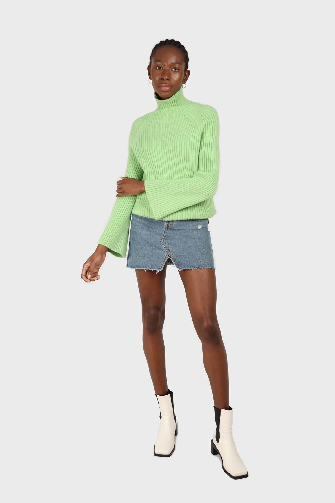 Mid blue denim mini skirt_4