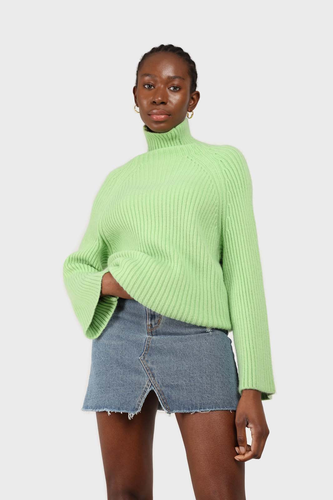 Mid blue denim mini skirt_3