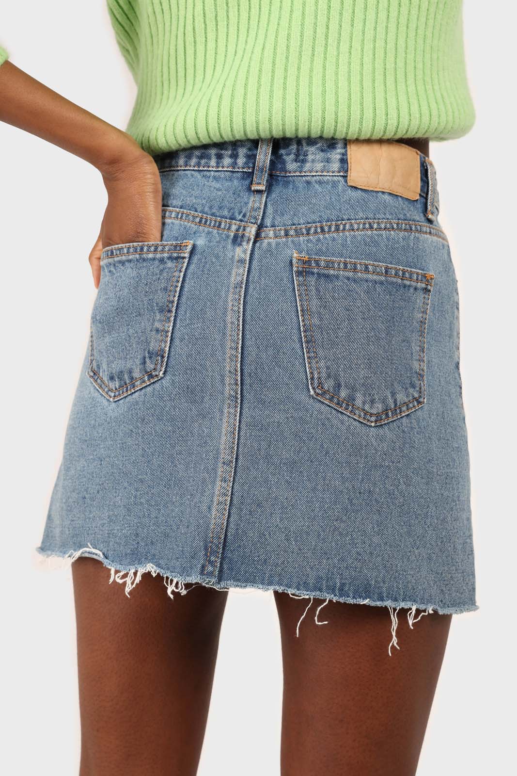 Mid blue denim mini skirt_2