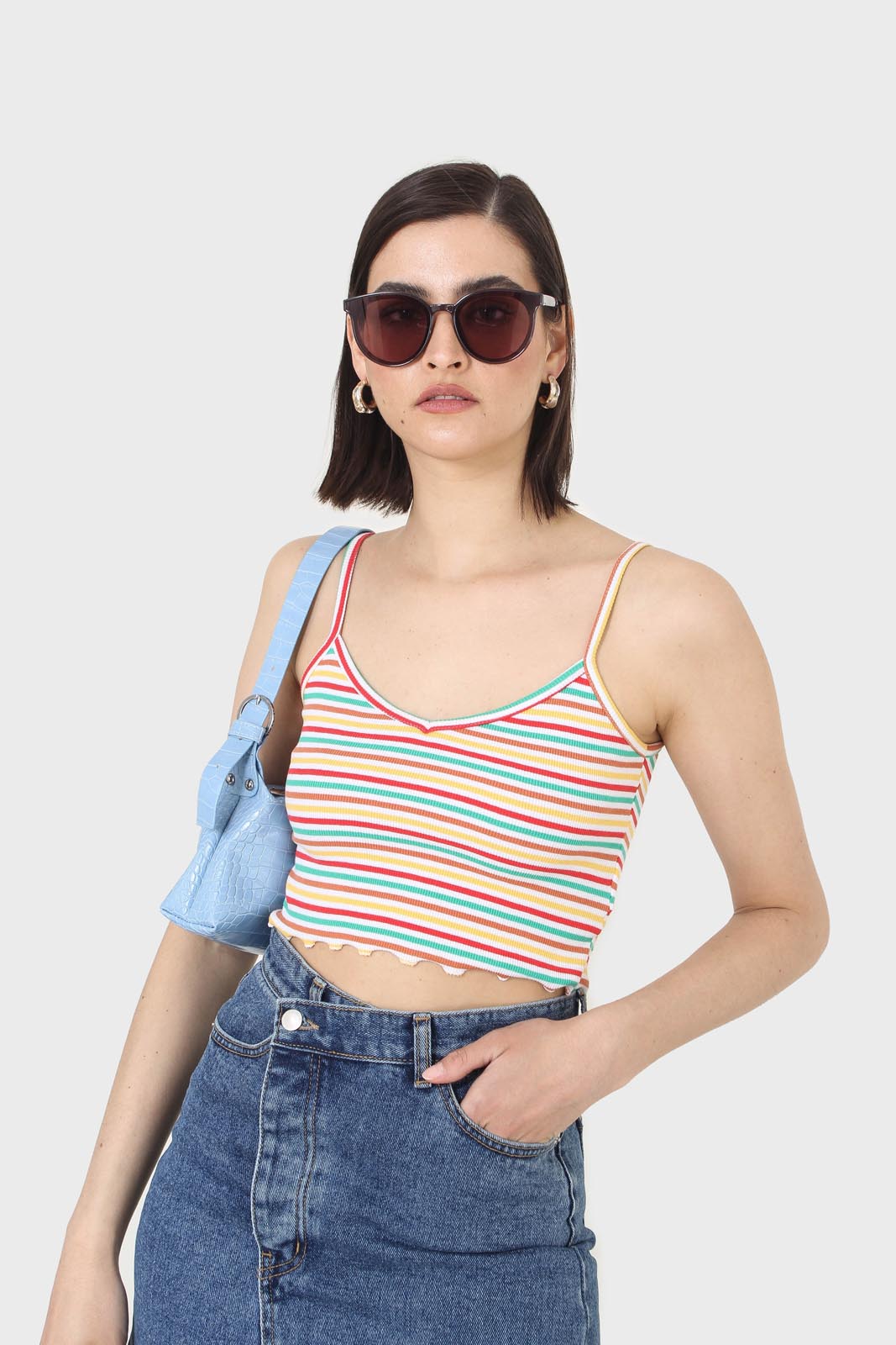 Ivory and green multi striped cropped tank_5