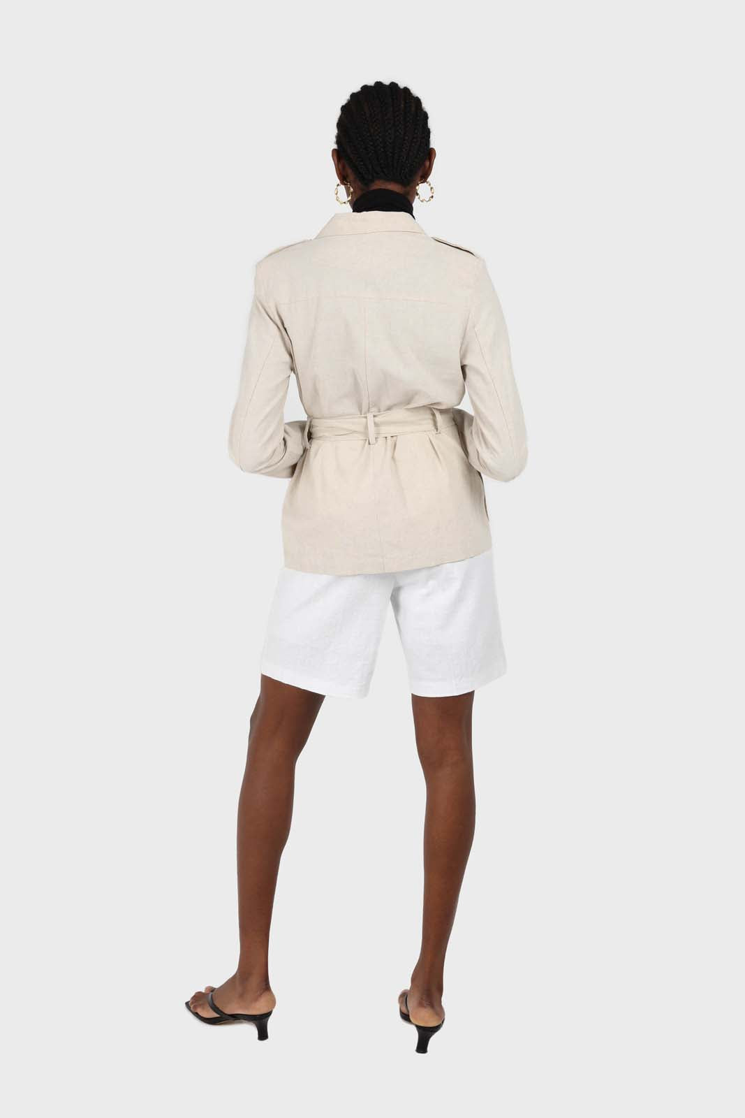 Beige belted patch pocket utility jacket_3
