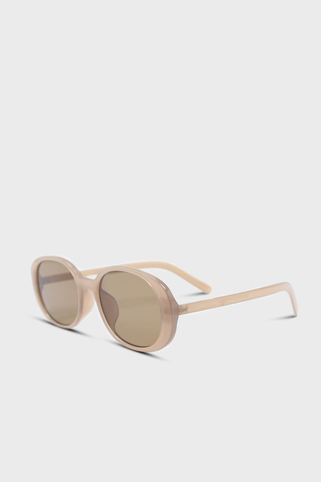 All beige thick oval frame sunglasses_3