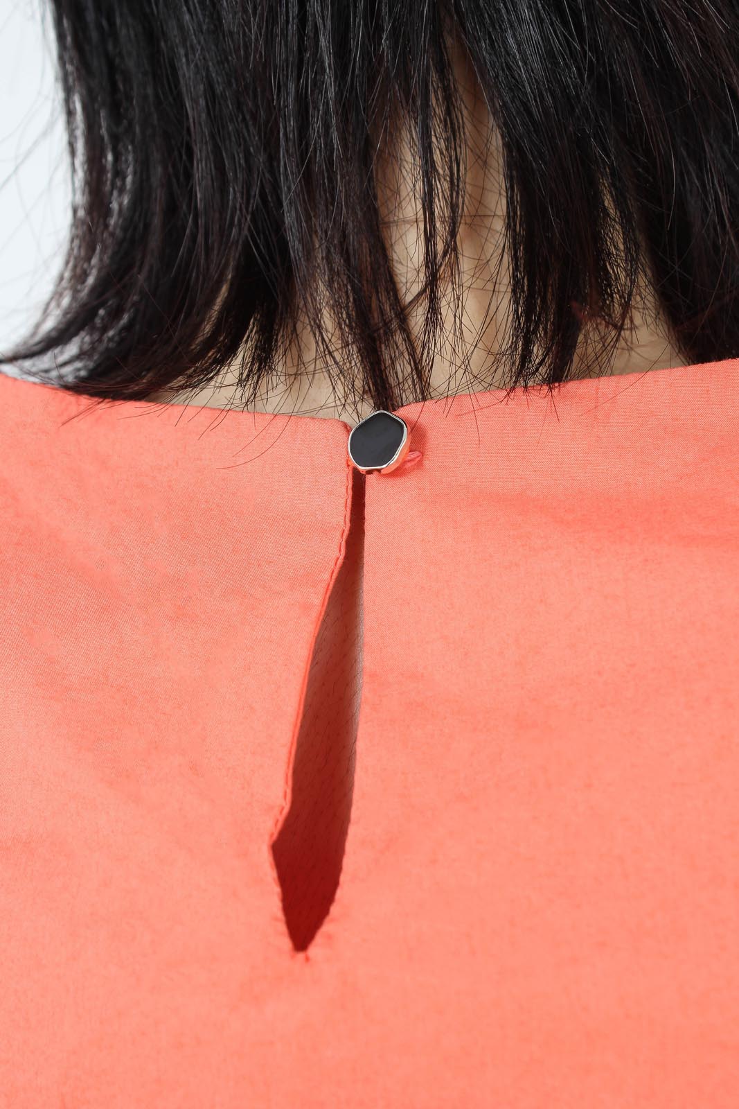 Orange drawstring waist puff short sleeved top_8