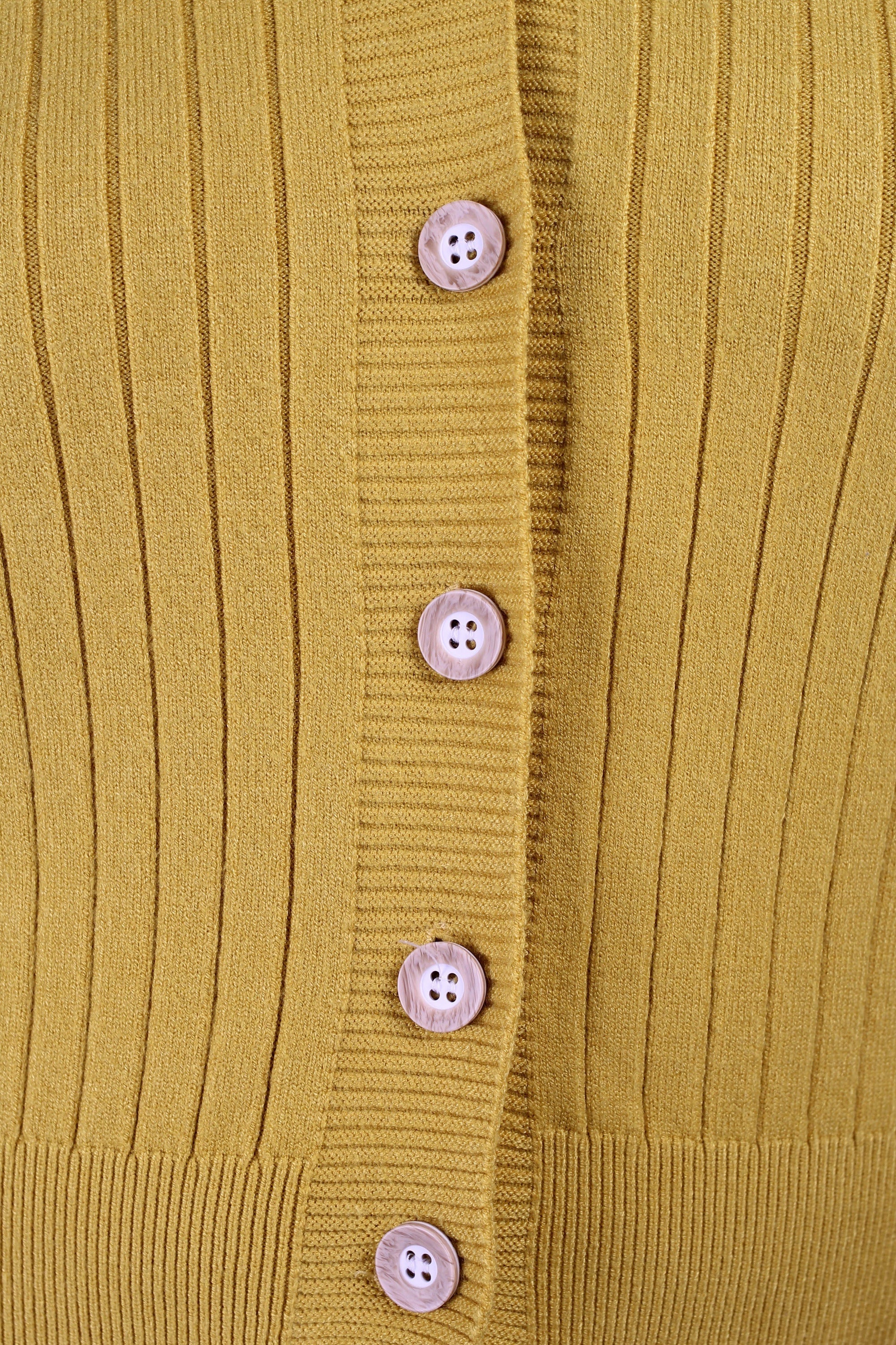Mustard large ribbed button up short cardigan_5