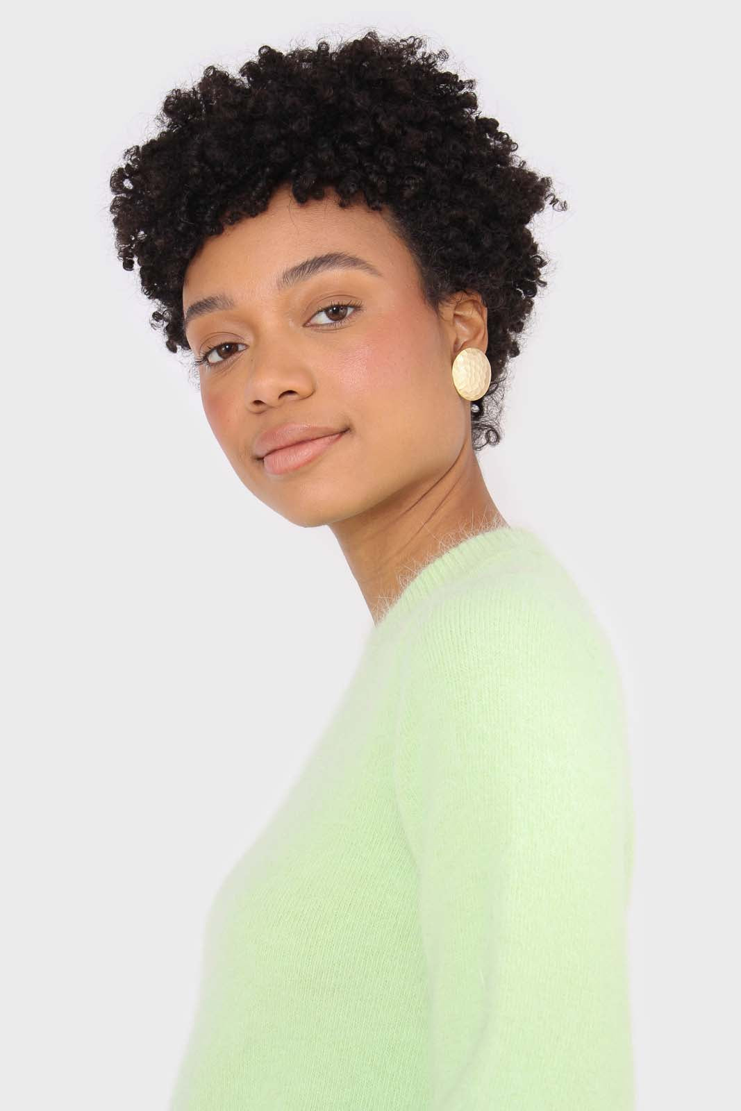 Light green balloon sleeve angora jumper_4